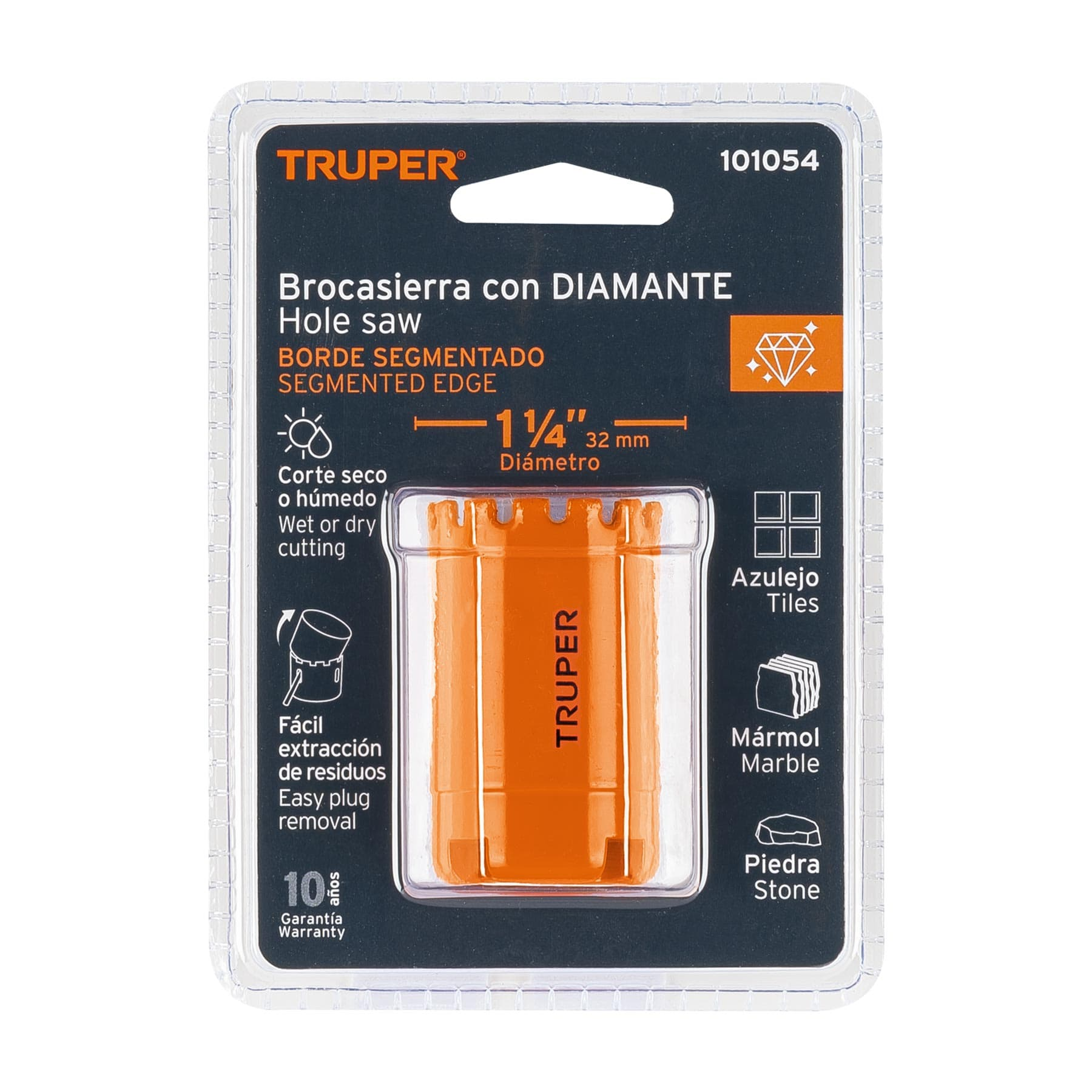Brocasierra diamante, borde segmentado 1-1/4'