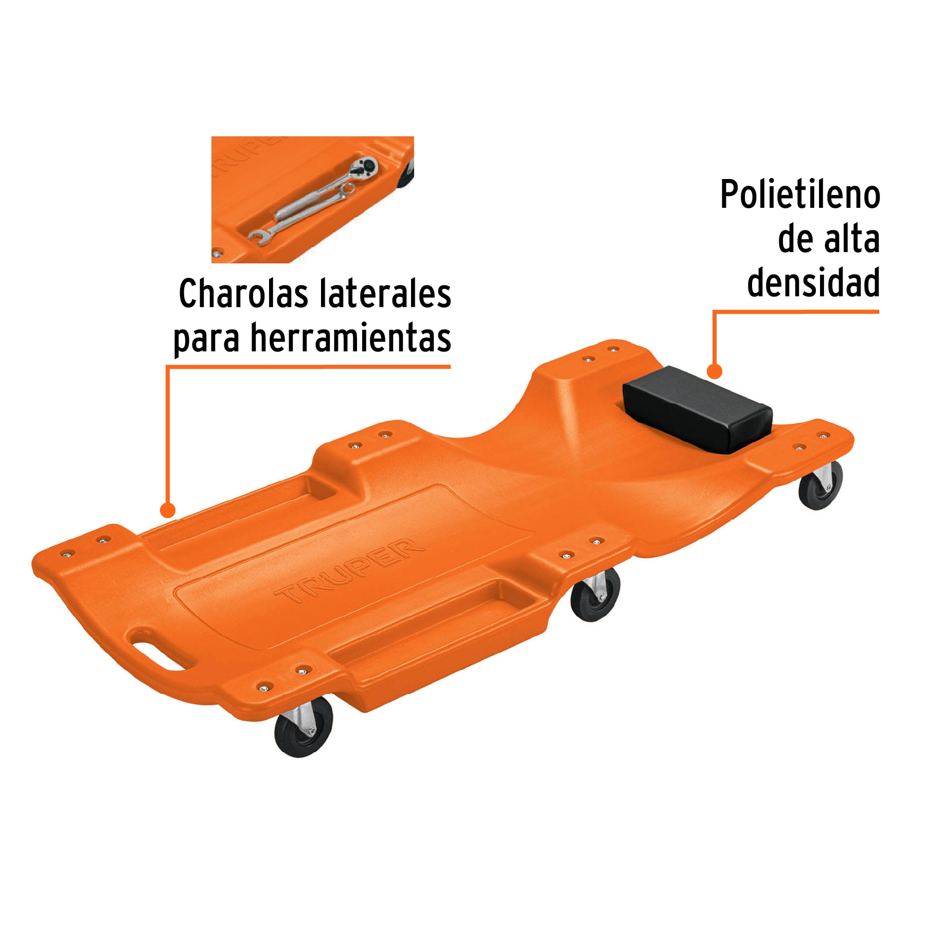 Cama de plástico 40" para mecánico, TRUPER
