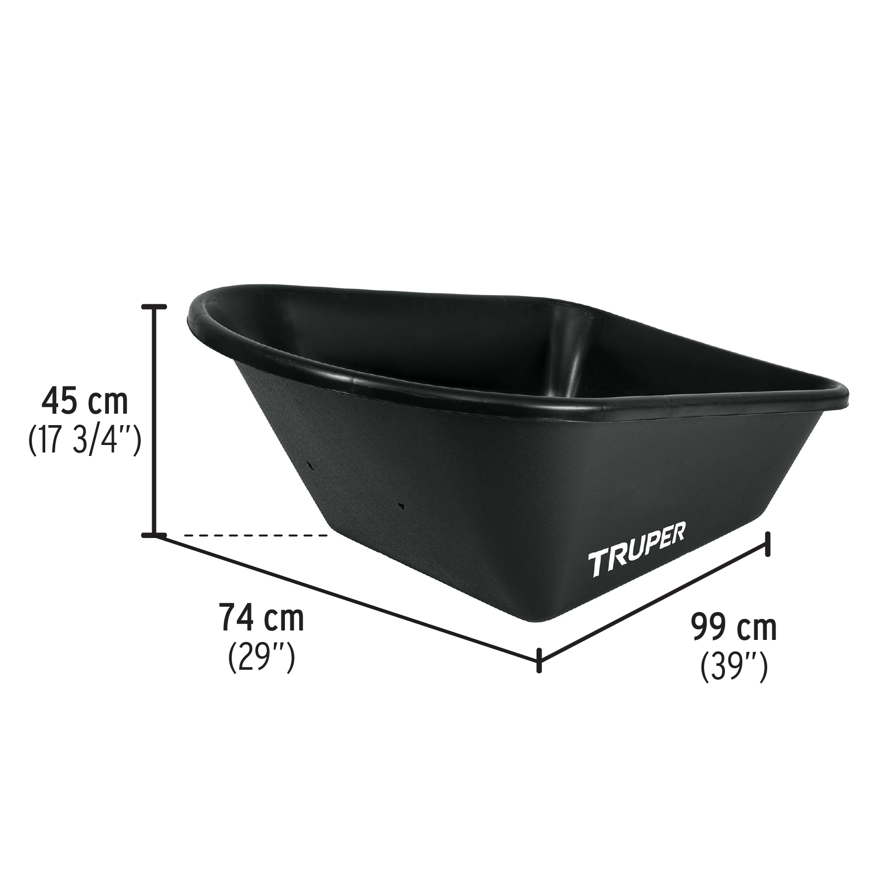 Carretilla 6 ft3 concha plástica,imponchable b/madera,TRUPER