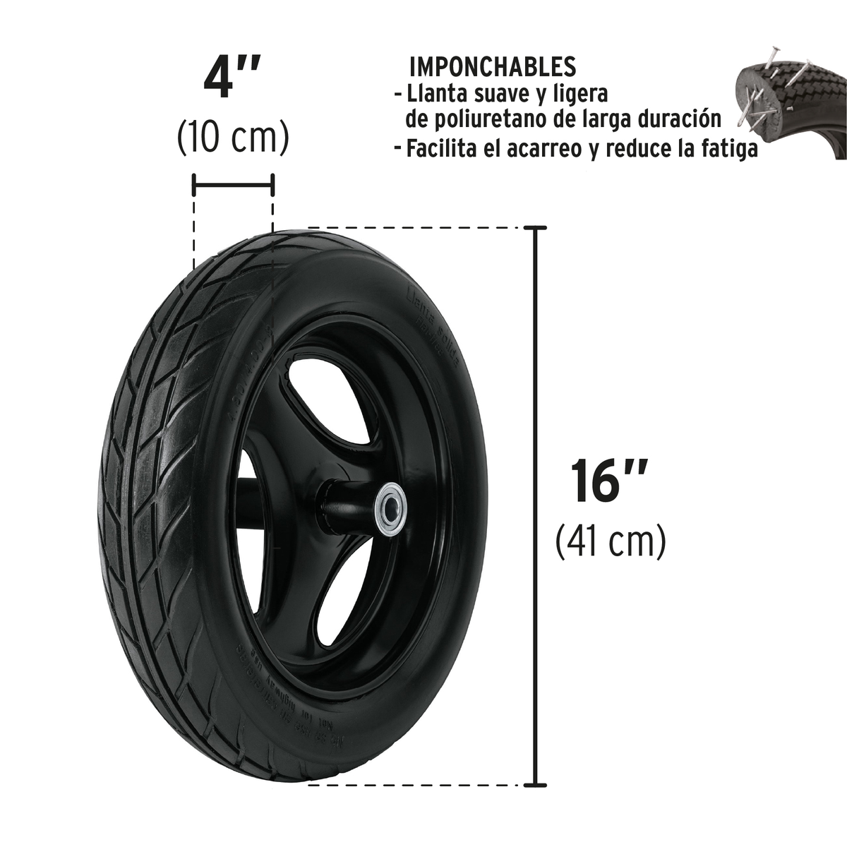 Carretilla 6 ft3 concha plástica,imponchable b/madera,TRUPER