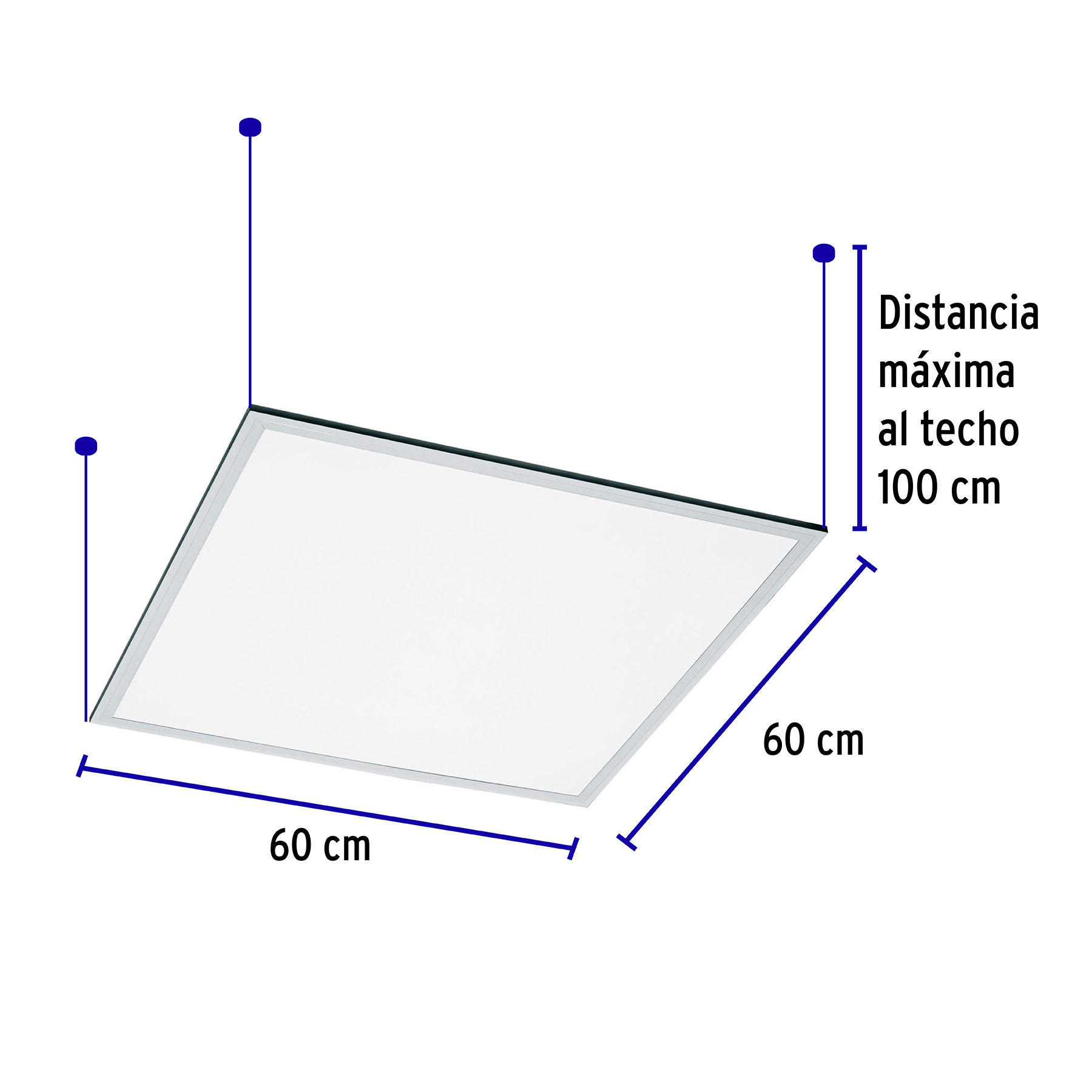 Panel delgado colgante de LED 45 W 60 x 60 cm luz neutra
