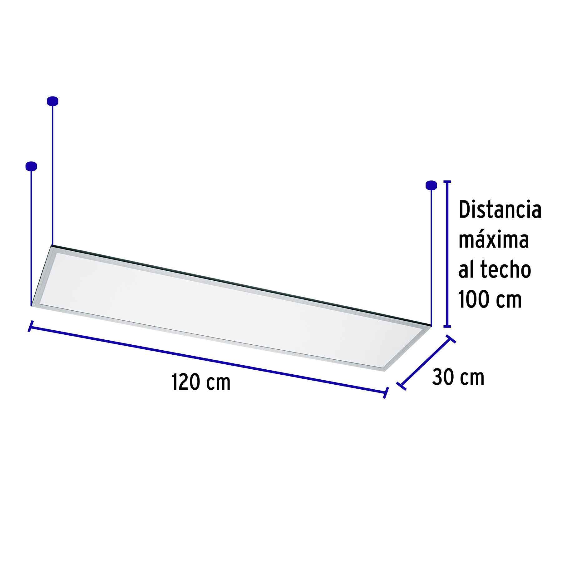 Panel delgado colgante de LED 45 W 30 x 120 cm luz neutra