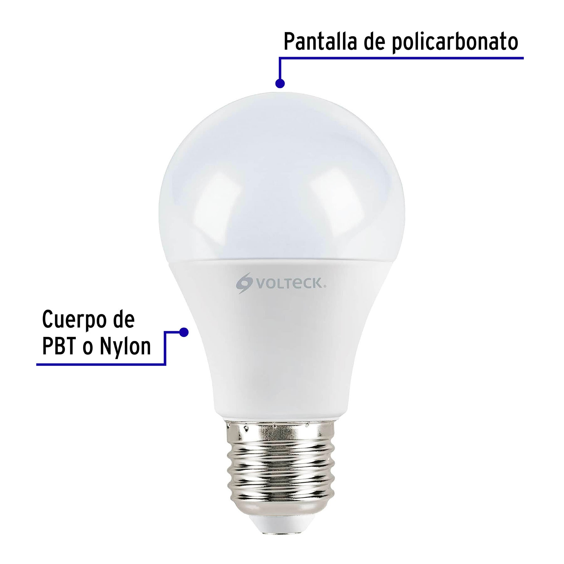 Pack de 4 lámparas de LED, A19, 9 W, luz cálida, Volteck