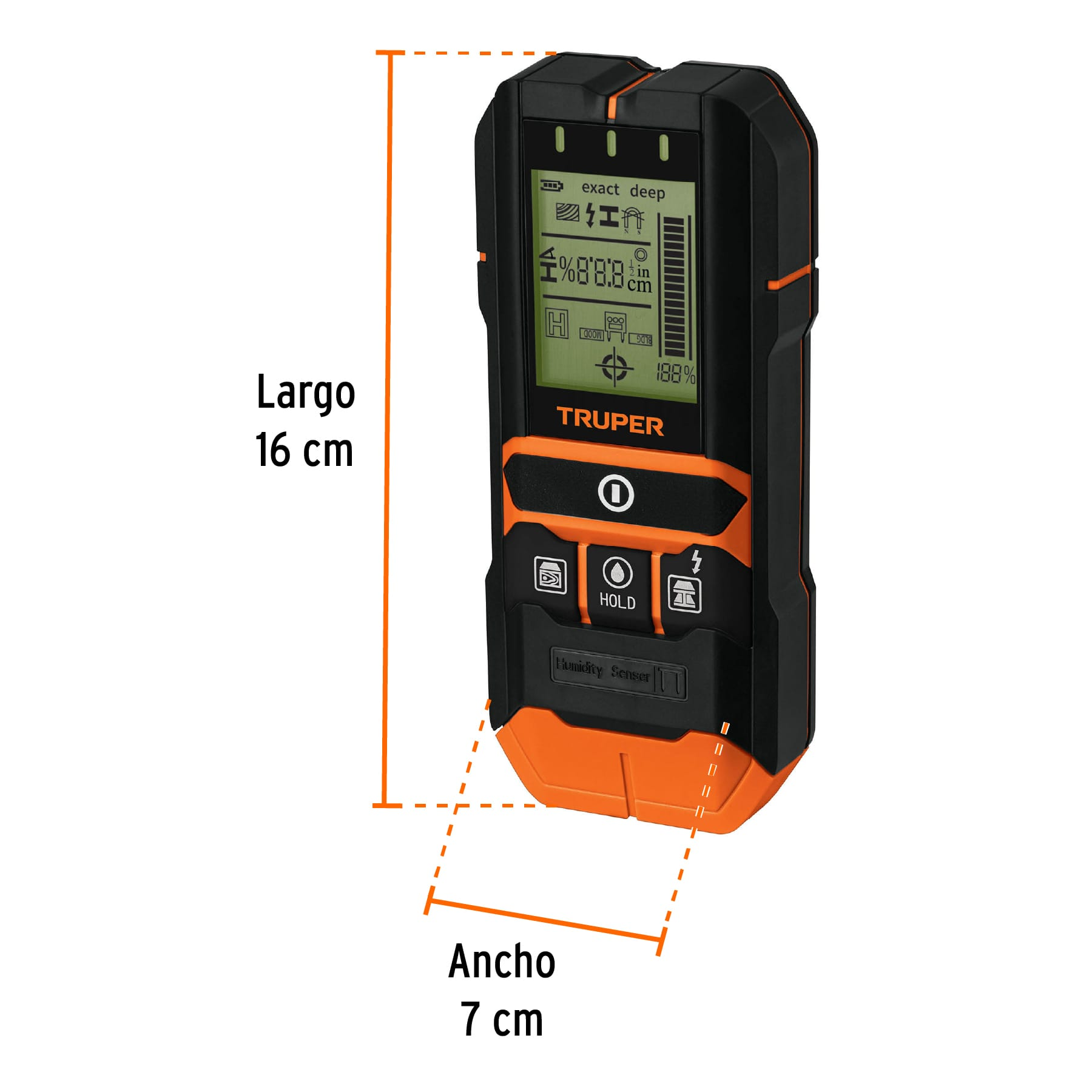 MULTI-DETECTOR DE MATERIALES DETRAS DE MUROS , 12 cm.