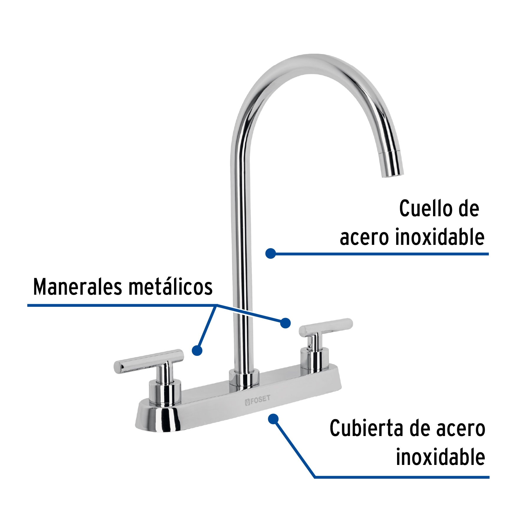 Mezcladora para fregadero, manerales palanca, cromo, Tubig