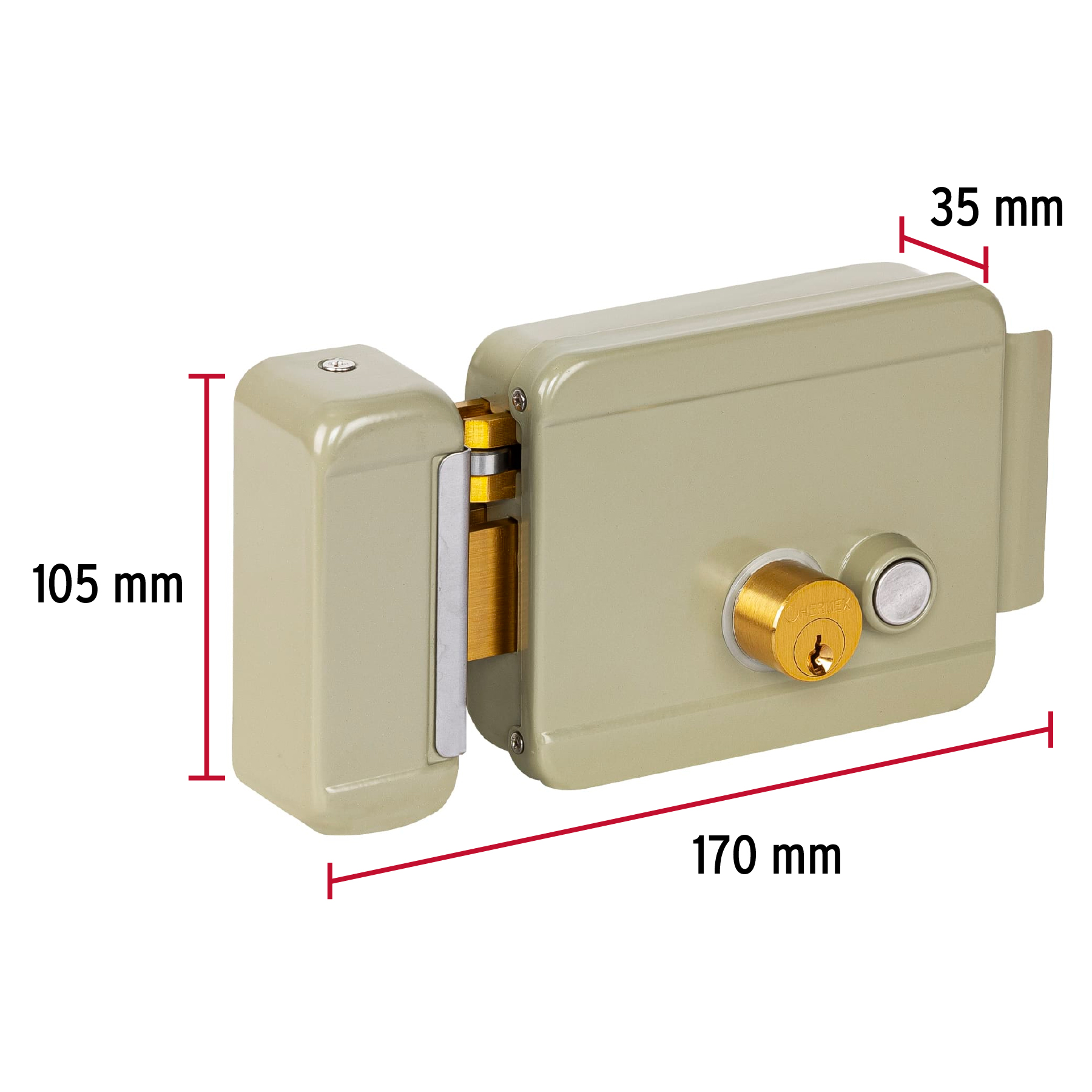 Cerradura electromecánica con botón, izquierda, Hermex