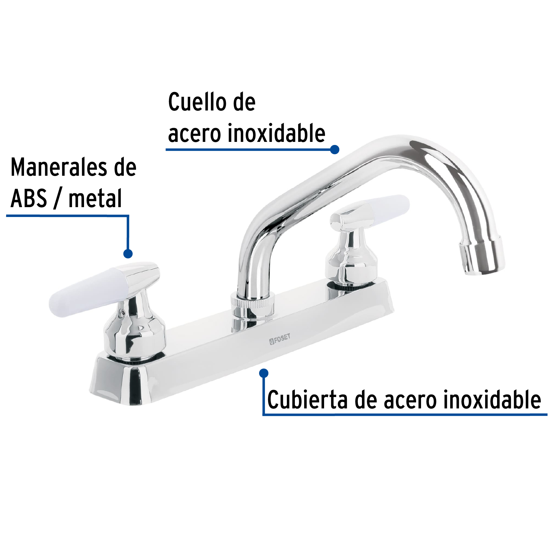 Mezcladora p/fregadero,man blanco palanca,cuello corto,Basic