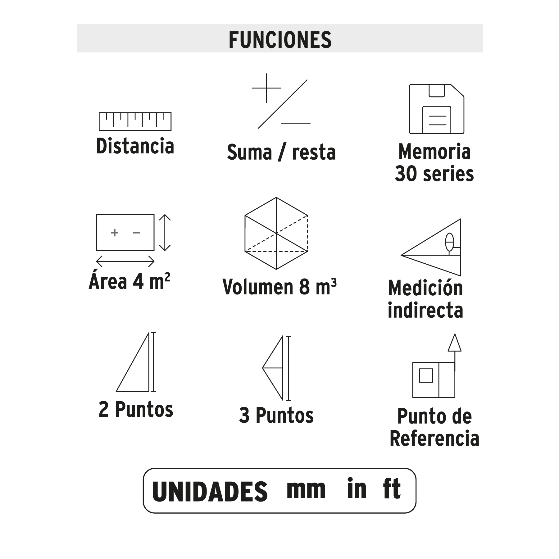Medidor láser de distancia, 100 m