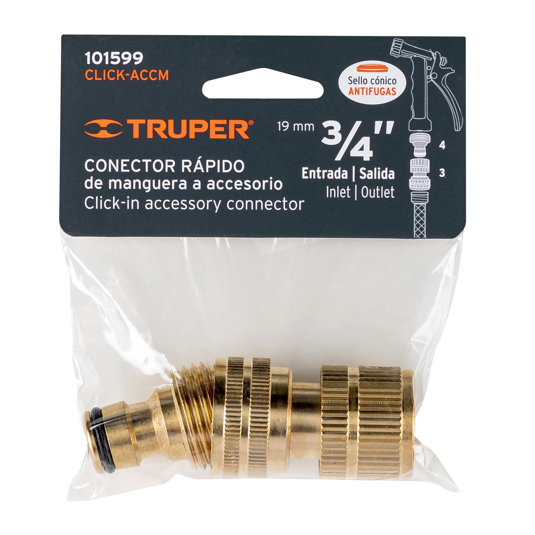 Conector de latón para accesorio de riego de cambio rápido