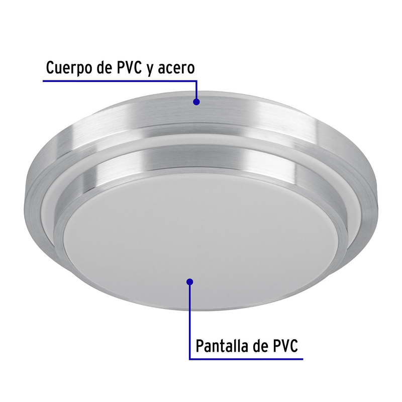Luminario LED 24 W plafón decorativo metálico luz día, Basic