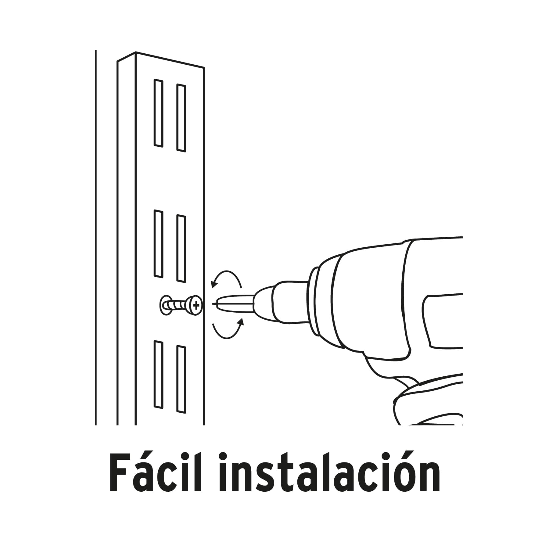 Cremallera doble blanca para ménsulas planas, 1.5m