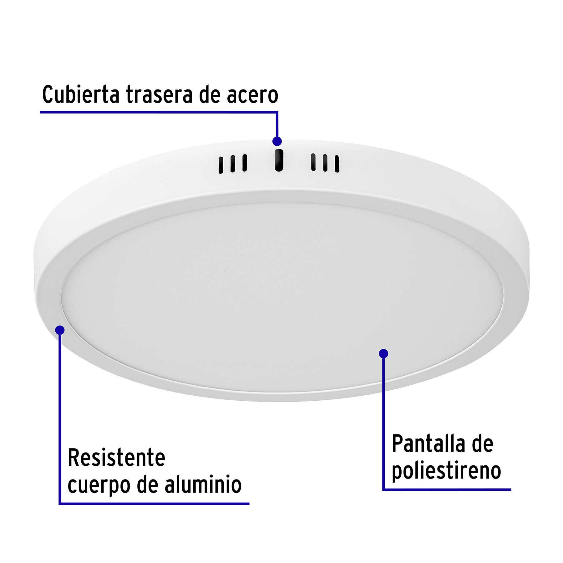 Luminario blanco de LED 24 W redondo tipo plafón luz cálida