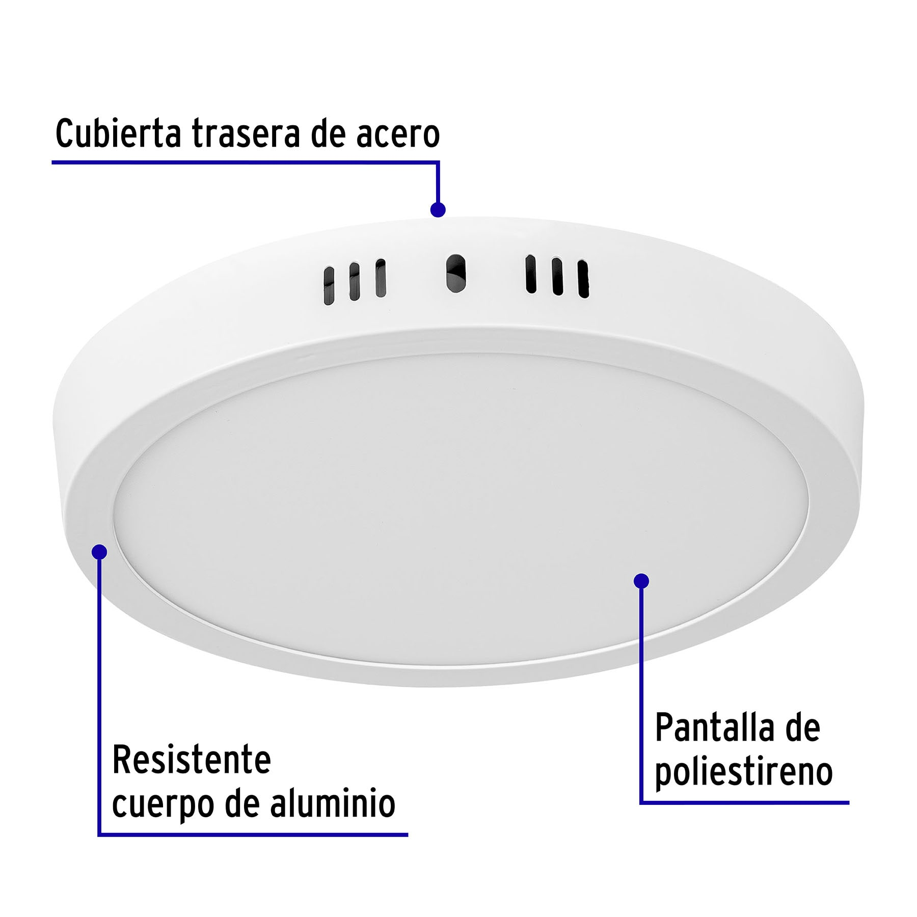 Luminario blanco de LED 18 W redondo tipo plafón luz cálida