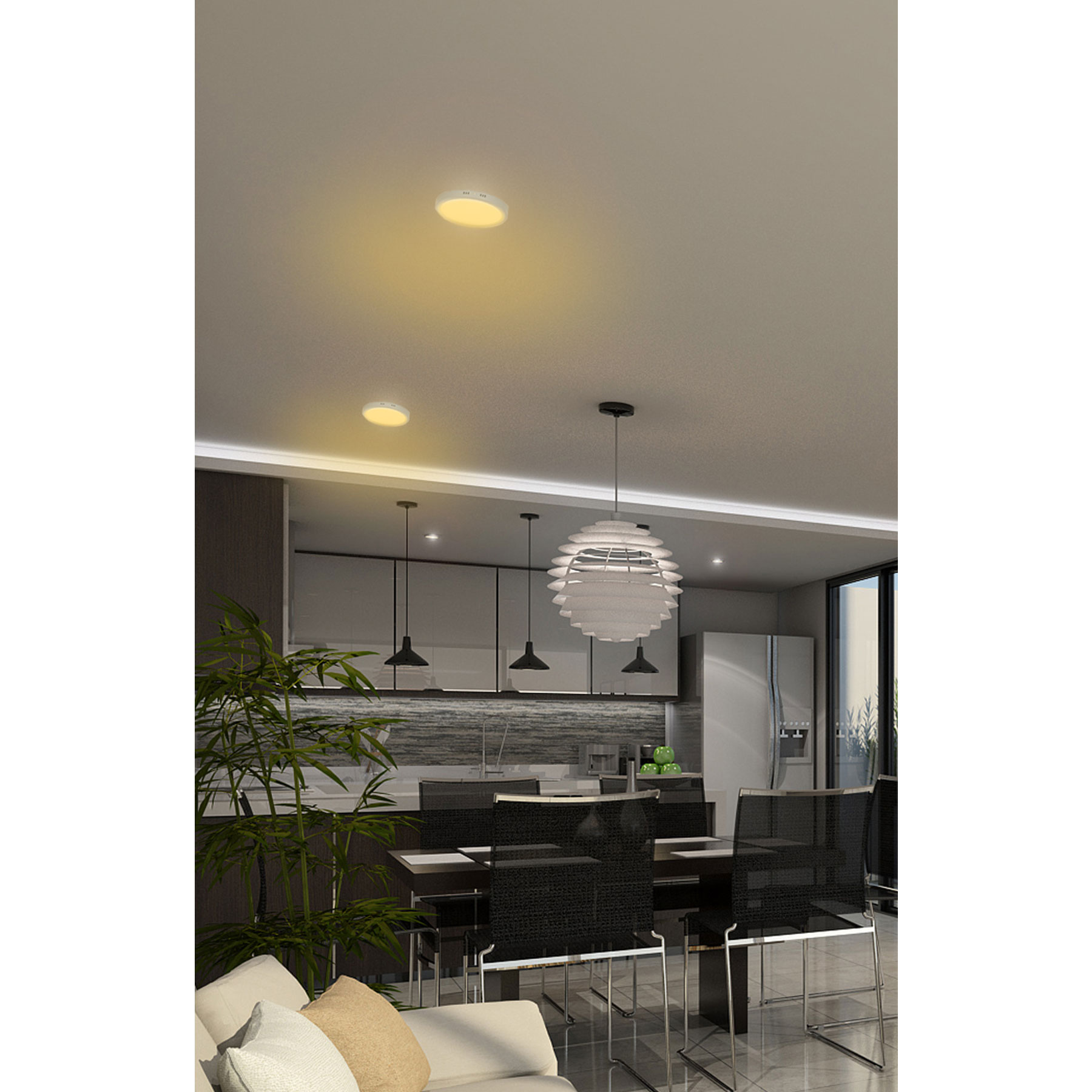 Luminario blanco de LED 18 W redondo tipo plafón luz cálida
