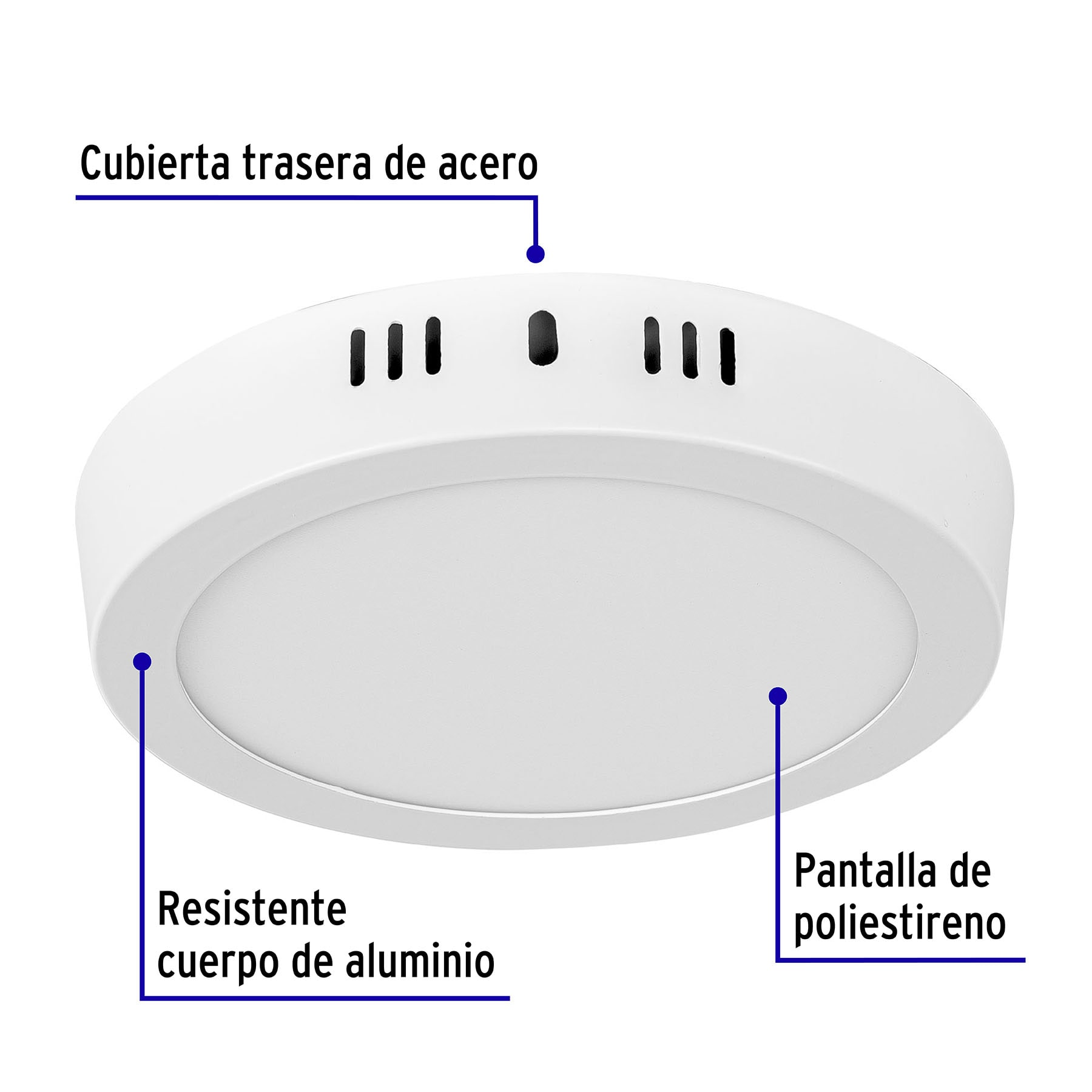 Luminario blanco de LED 12 W redondo tipo plafón luz cálida