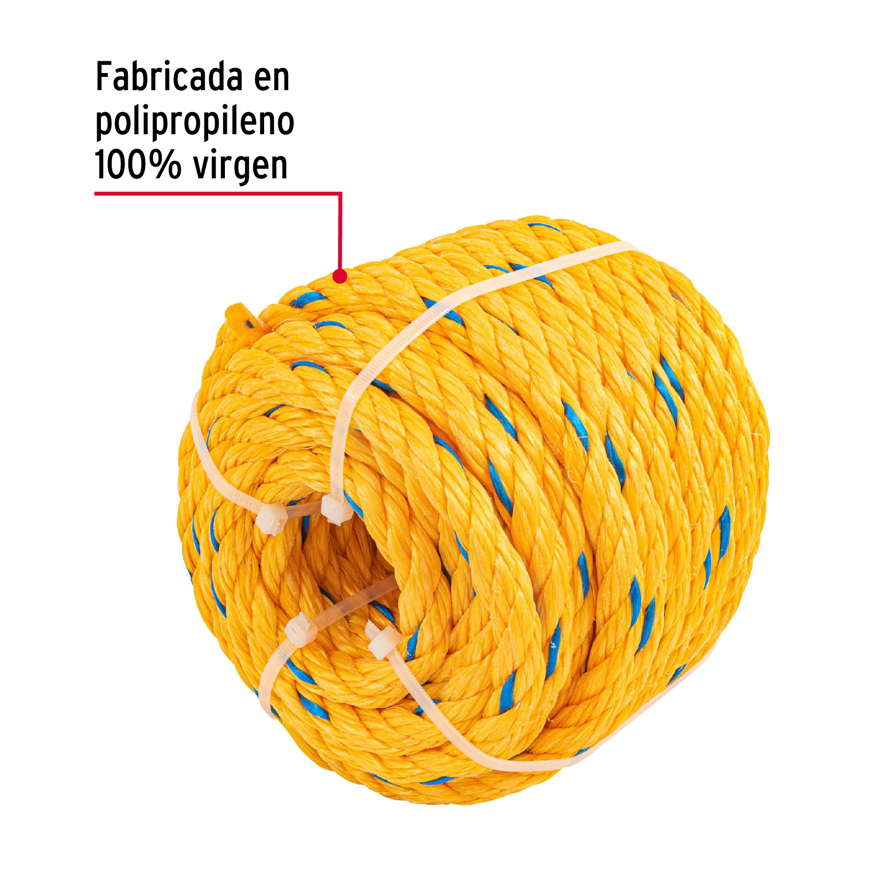 Cuerda torcida de polipropileno, amarilla, 13mm, 13m sustituto 40188