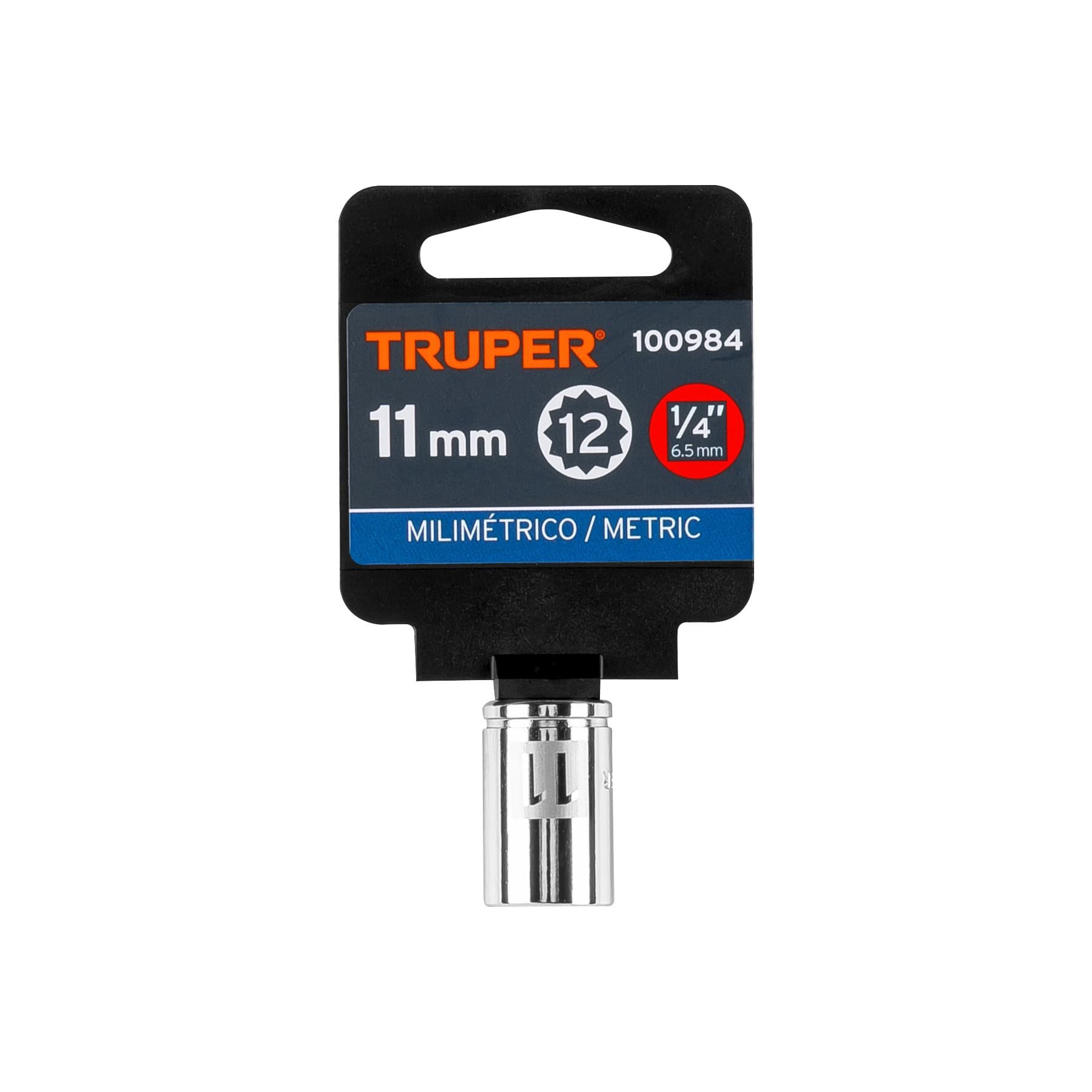 Dado de 11 mm, 12 puntas, cuadro 1/4', Truper