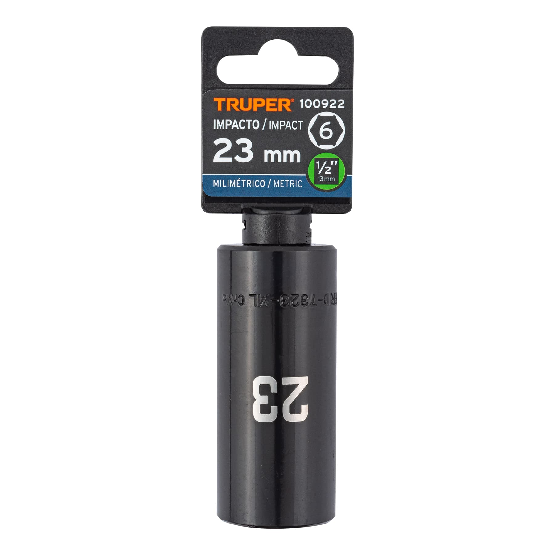 Dado largo impacto de 23 mm, 6 puntas, cuadro 1/2', Truper