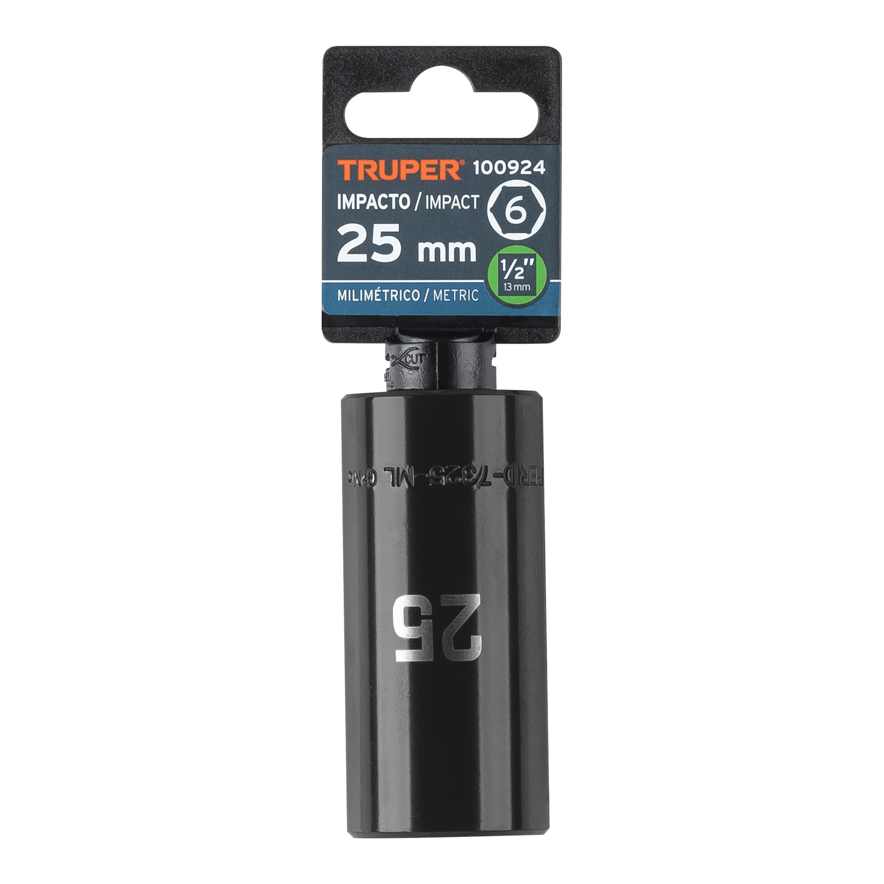 Dado largo impacto de 25 mm, 6 puntas, cuadro 1/2', Truper