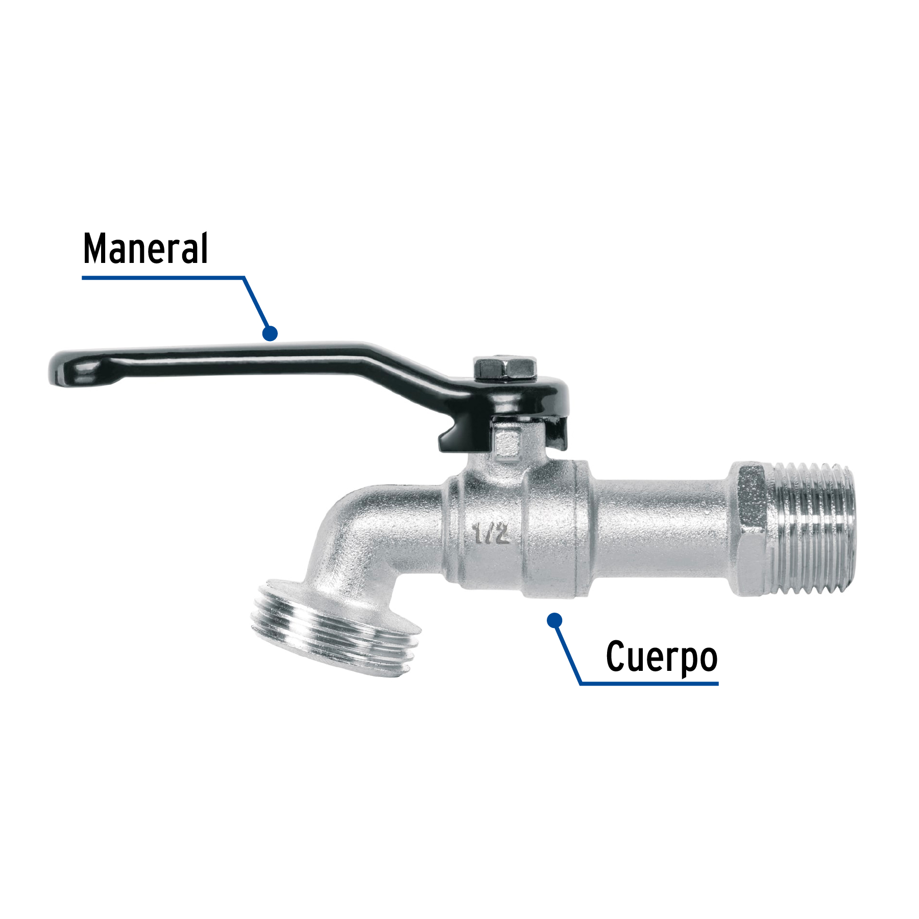 Llave de esfera de zinc 1/2', 110 g, s/adaptador, Pretul