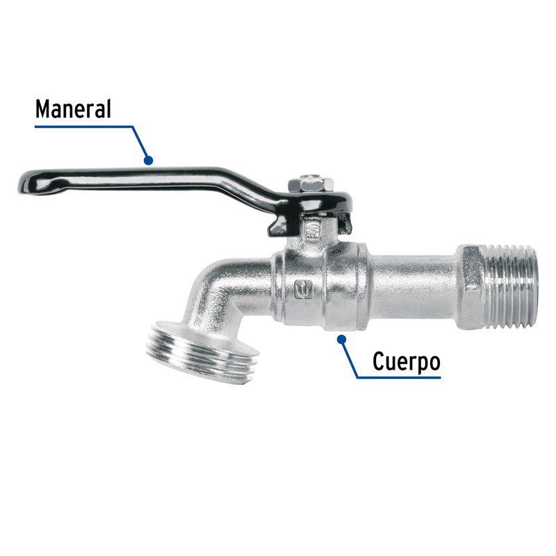 Llave de esfera de zinc 1/2", 110 g, s/adaptador, BASIC