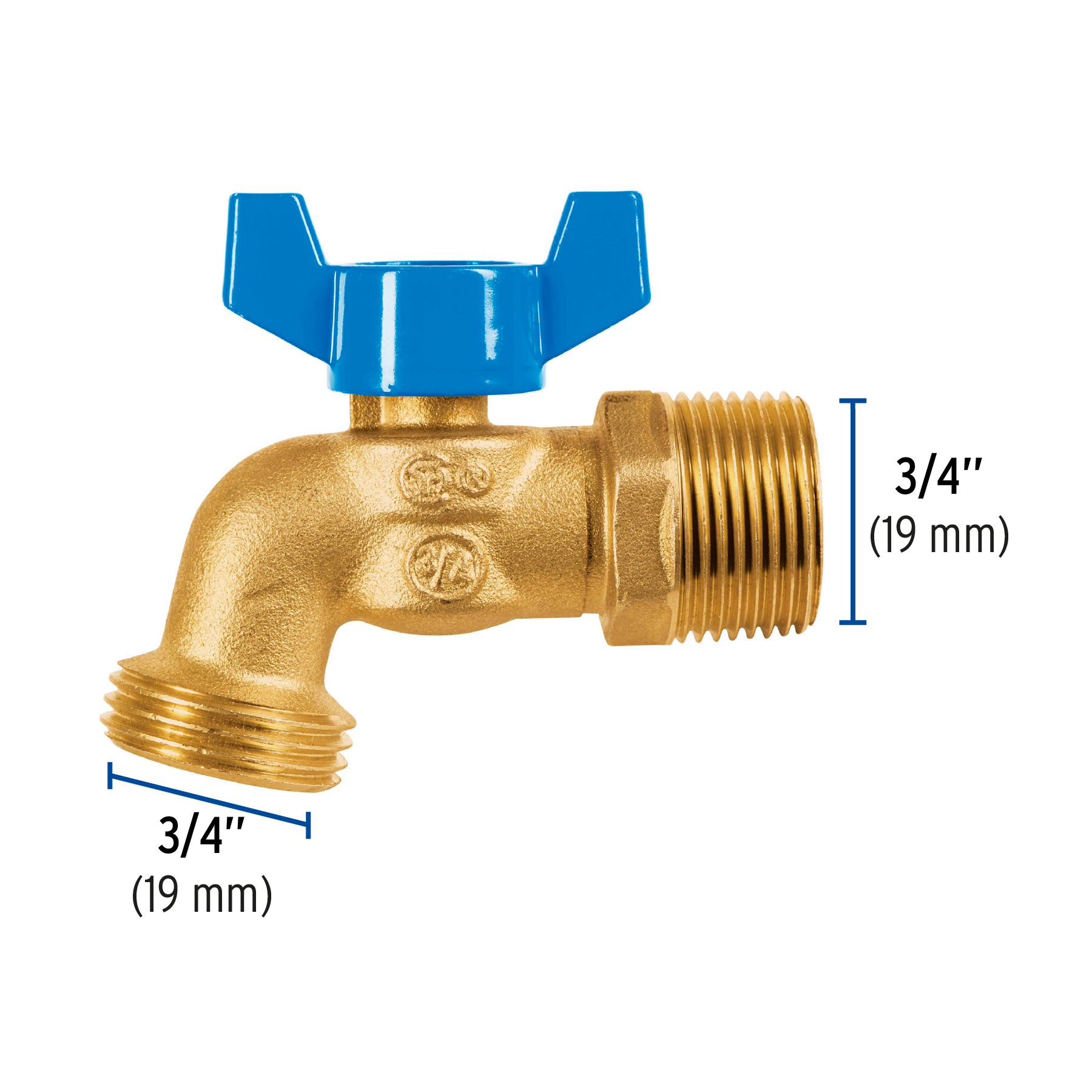 Llave de esfera con rosca para manguera, 3/4'