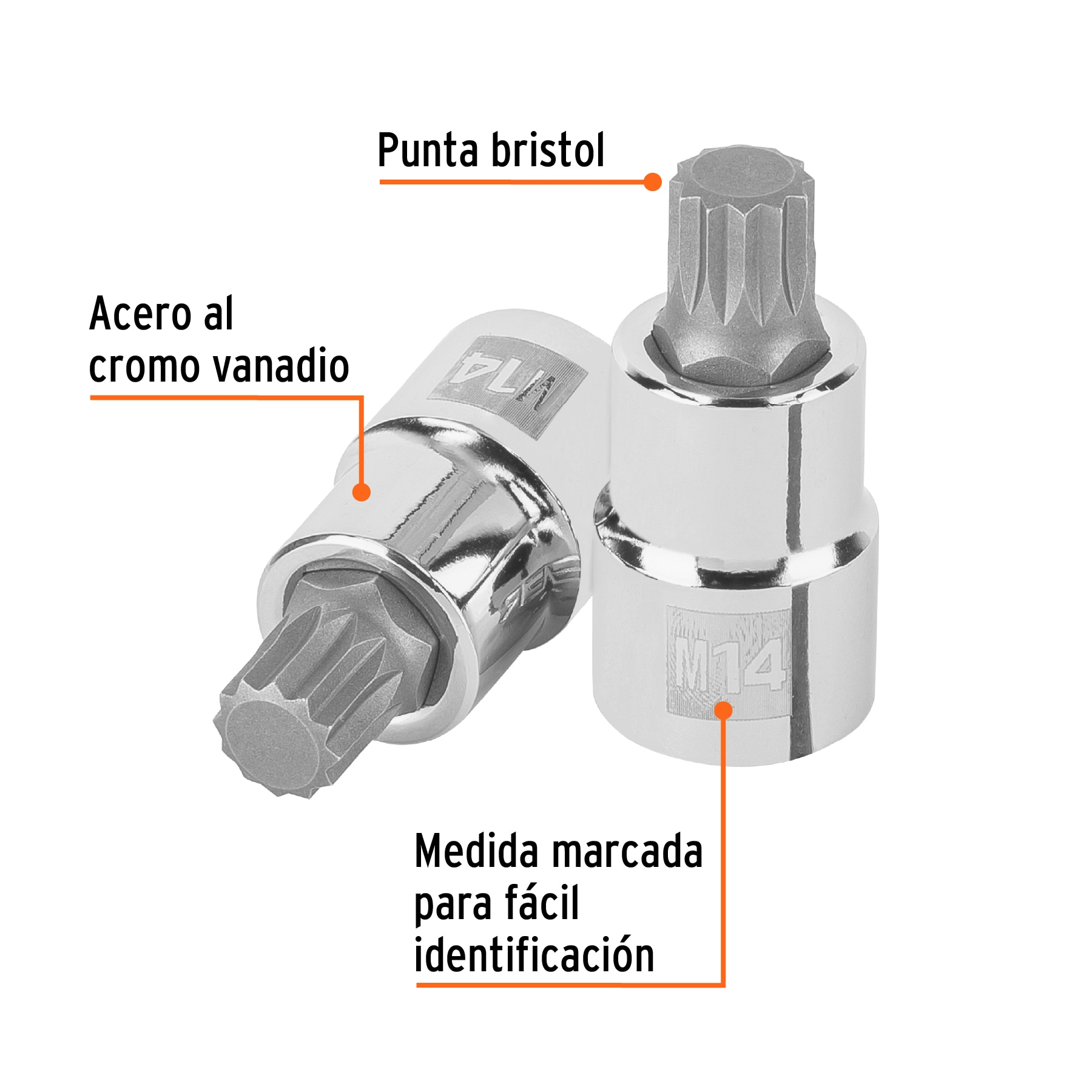 Dado punta corta bristol M14x55mm, cuadro 1/2'