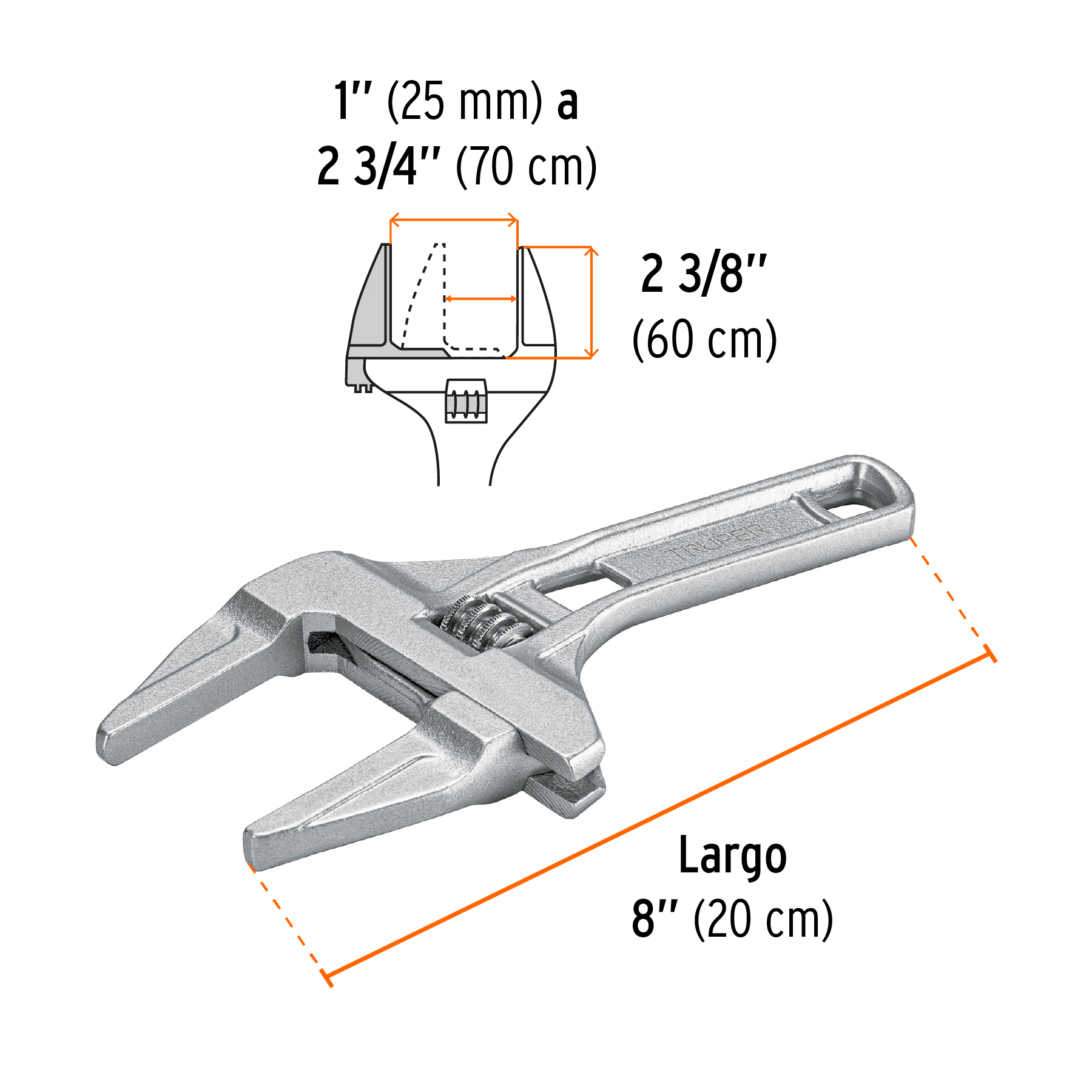 Llave ajustable para plomero,apertura 3'