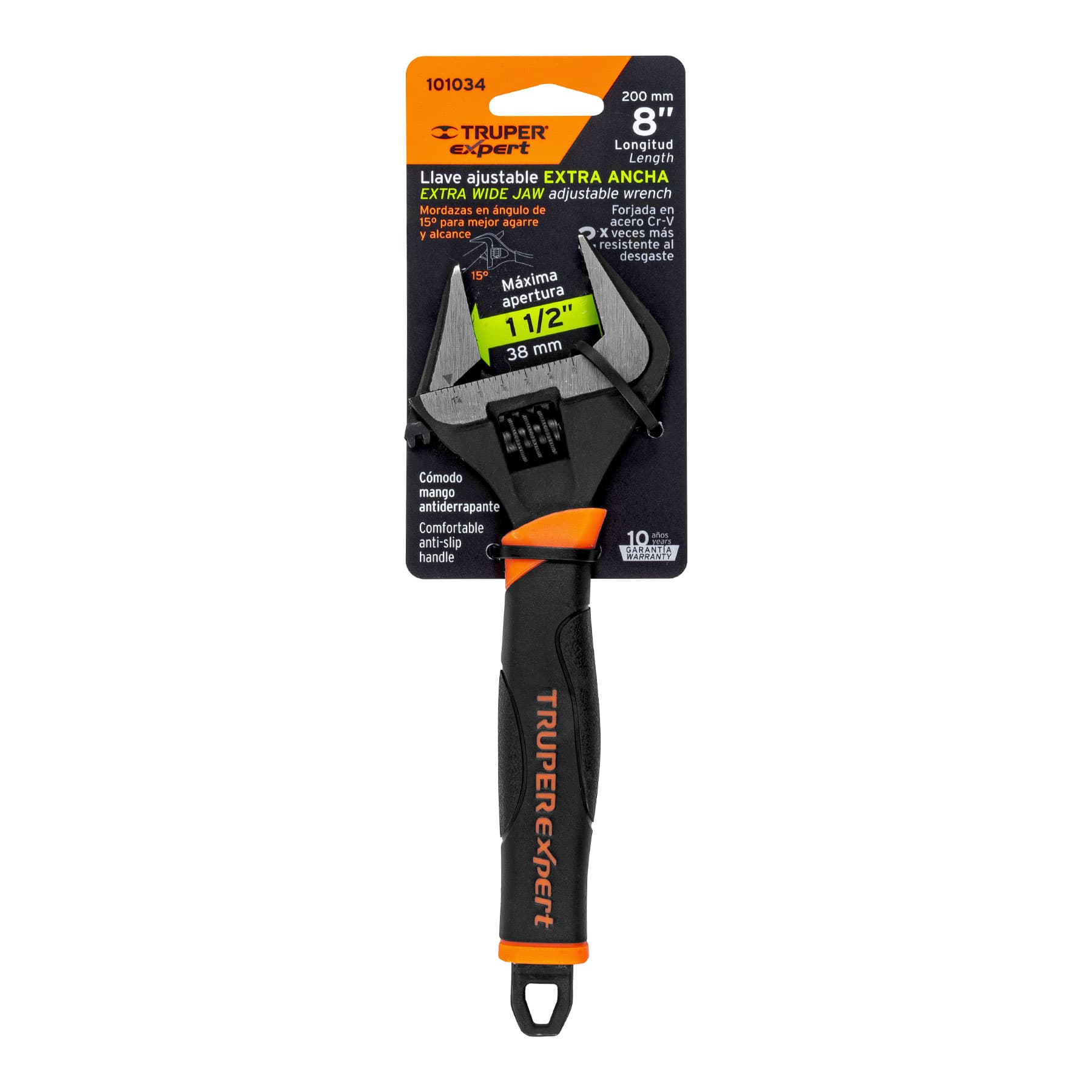 Llave ajustable boca ancha 8', Truper Expert