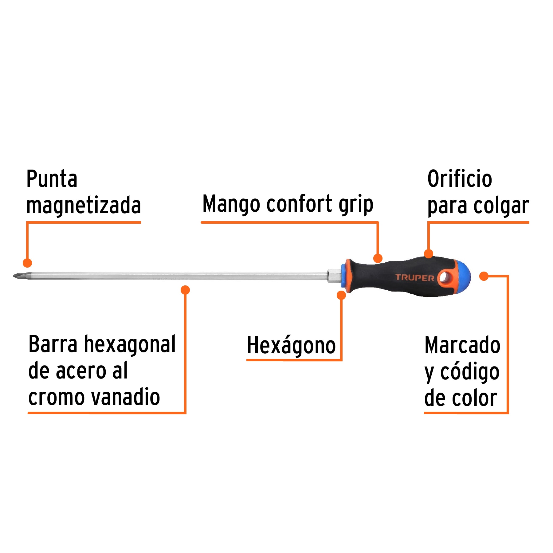 DESARMADOR DE CRUZ MANGO COMFORT GRIP 3/16"X10"
