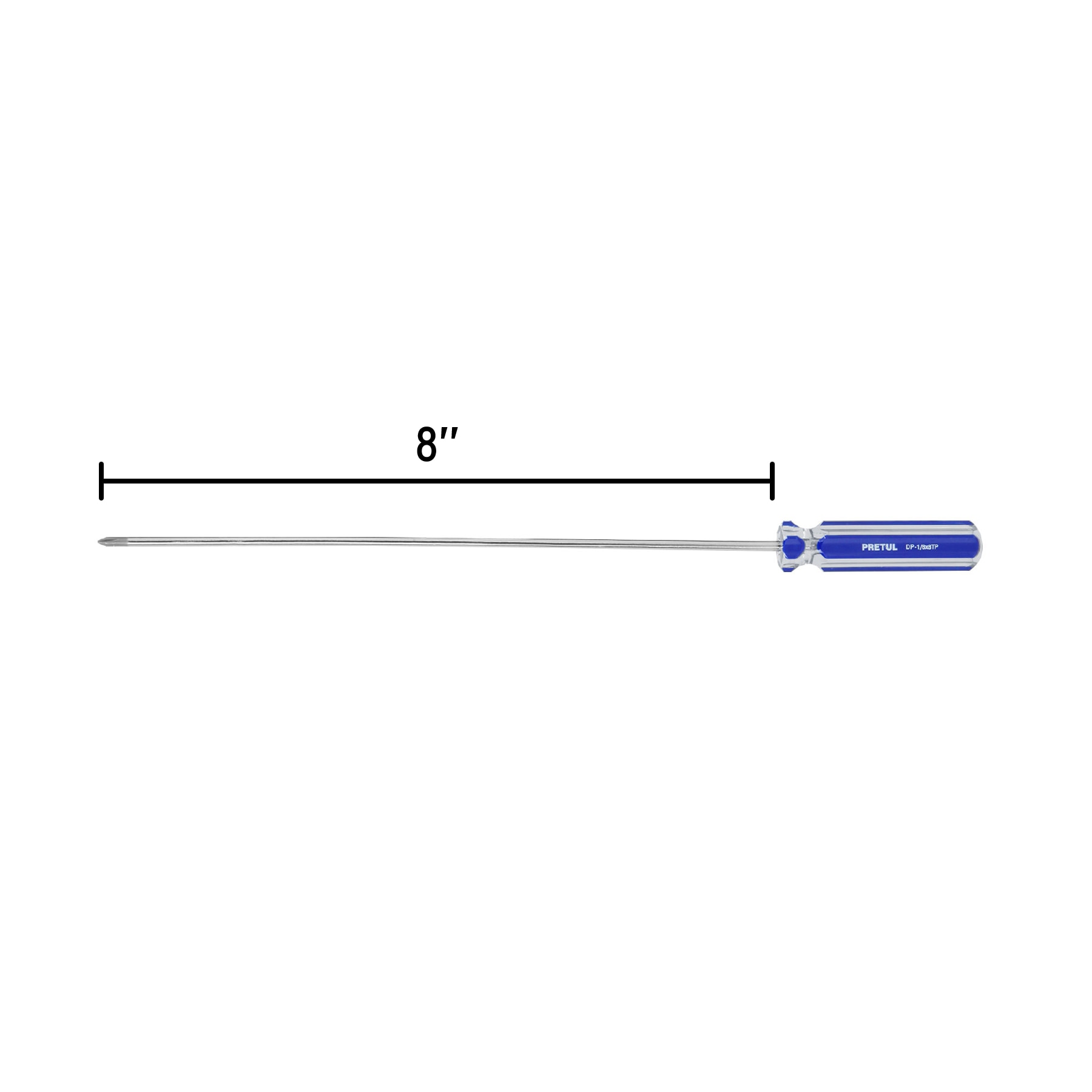 Desarmador punta Phillips, 1/8' x 8', mango PVC, Pretul
