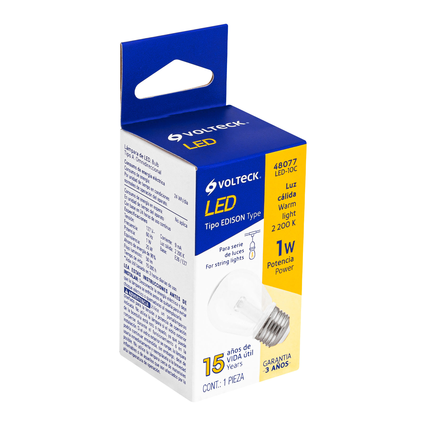 Lámpara LED S14 de 1 W, luz cálida