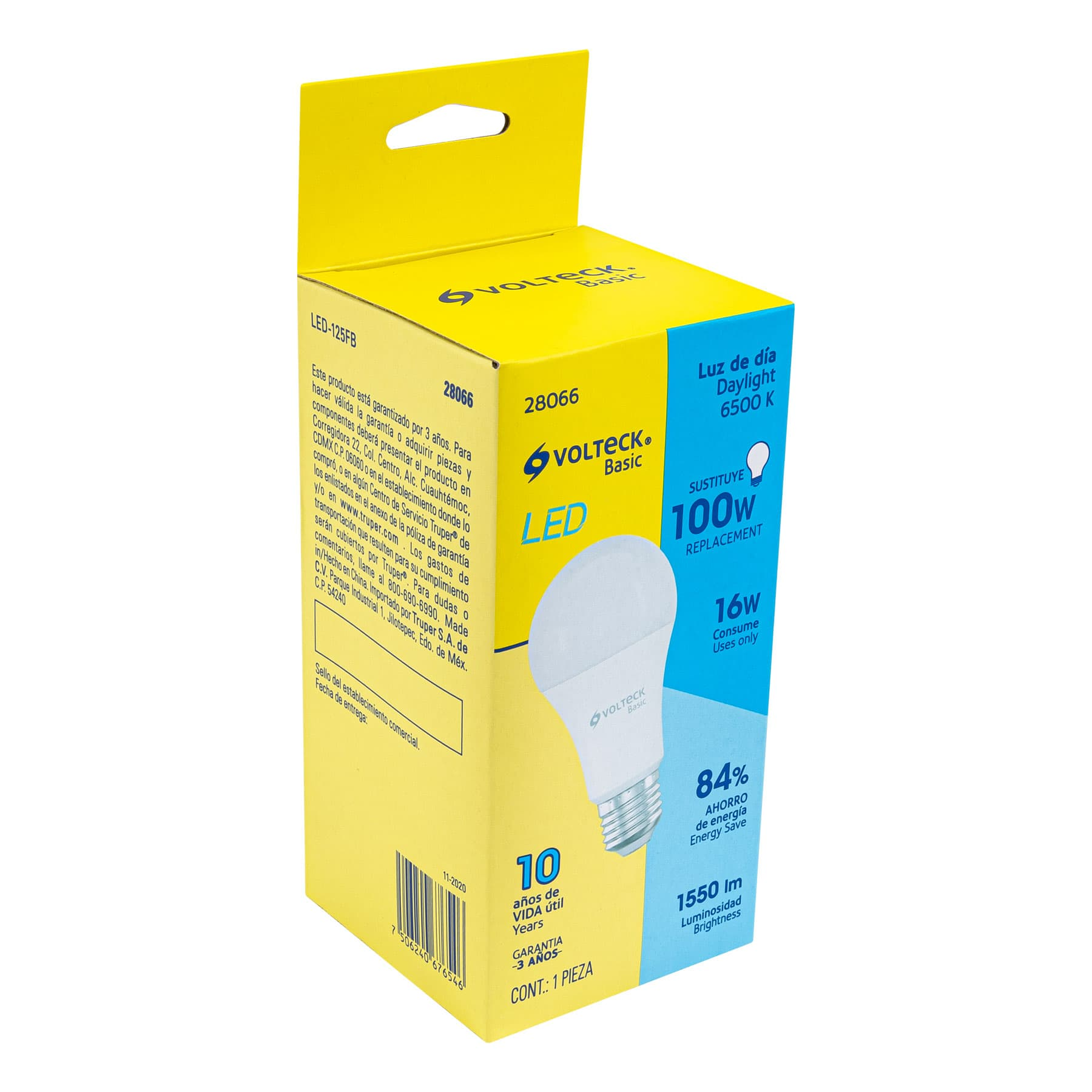 Lámpara de LED, A19, 16 W, luz de día, Volteck Basic SUSTITUTO 46222
