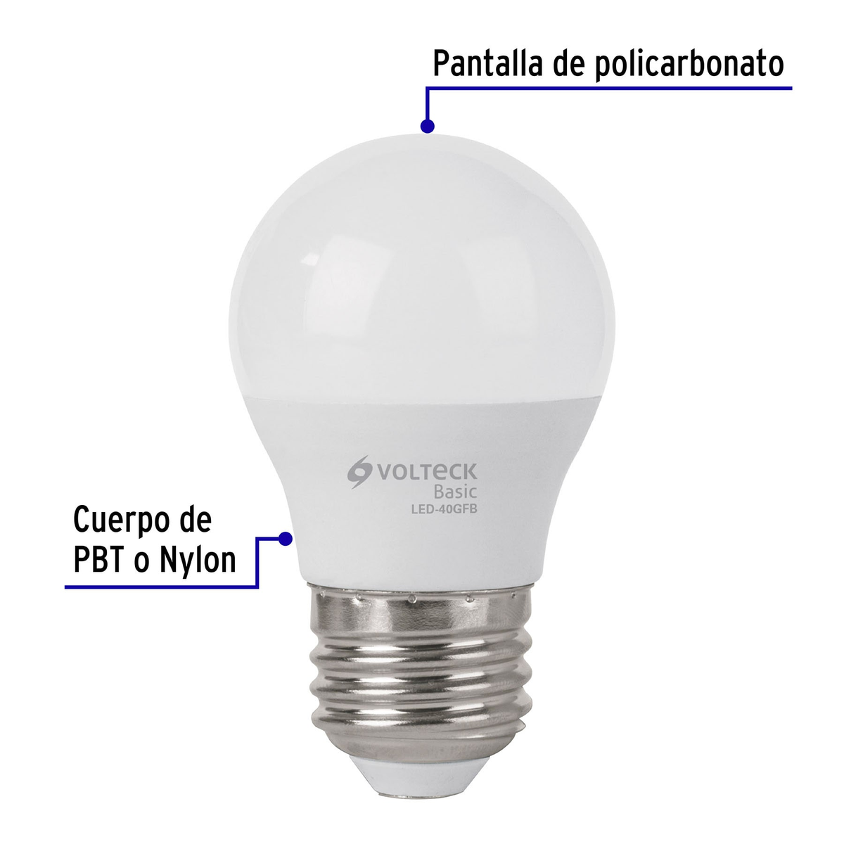 Lámpara de LED tipo bulbo G45 5 W, luz de día, caja, Basic