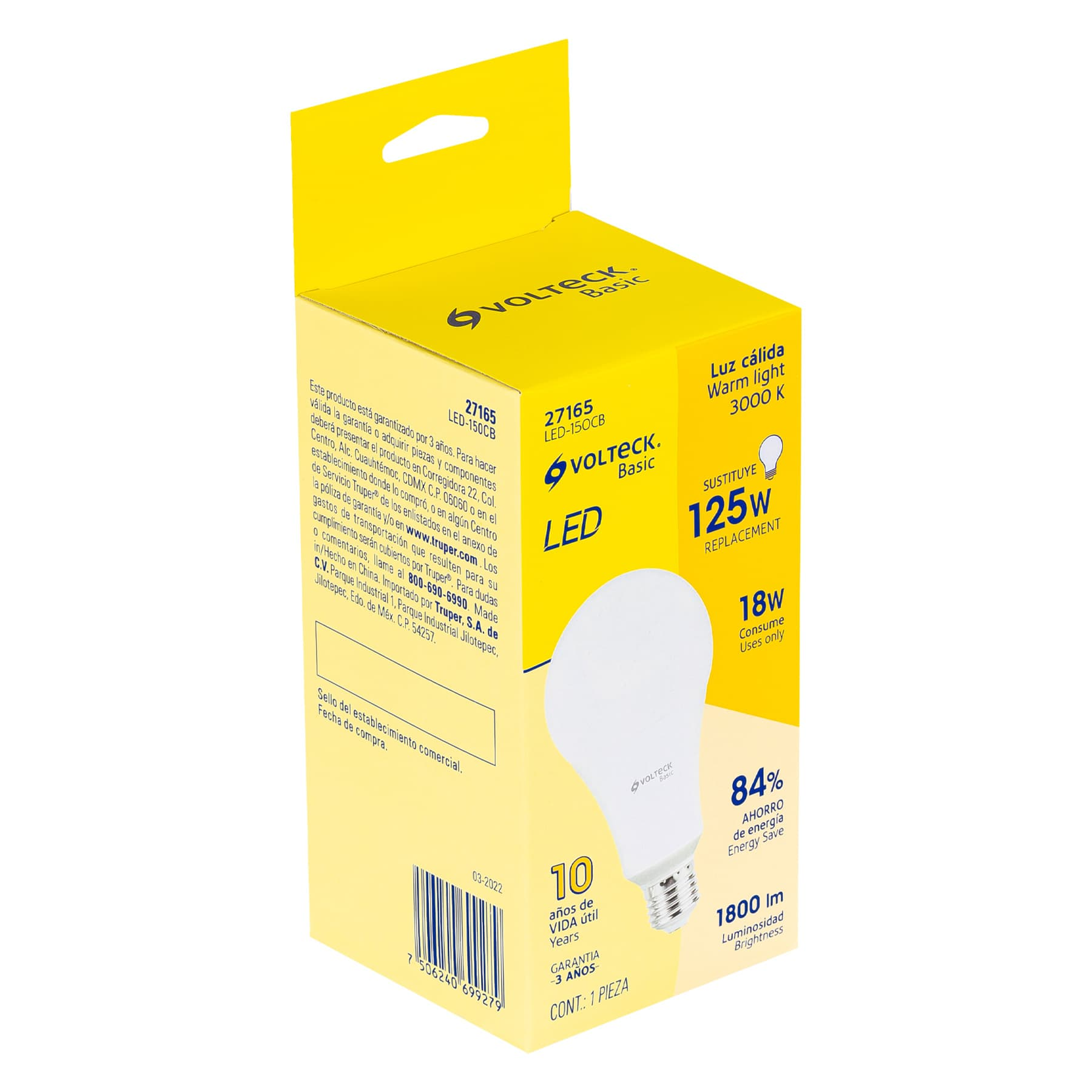 Lámpara de LED tipo bulbo A25 18 W, luz cálida, caja, Basic