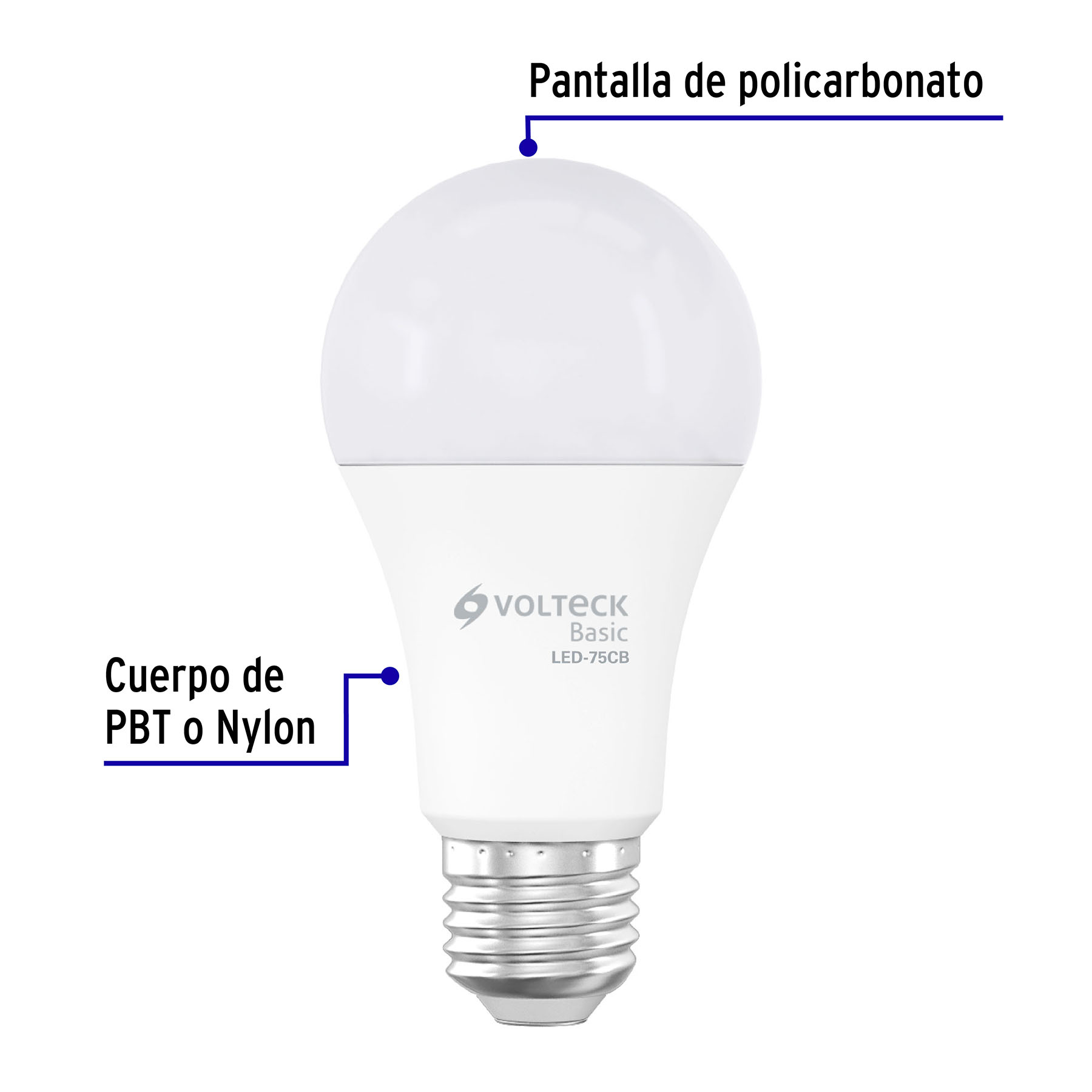 Lámpara de LED tipo bulbo A19 10 W, luz cálida, caja, Basic