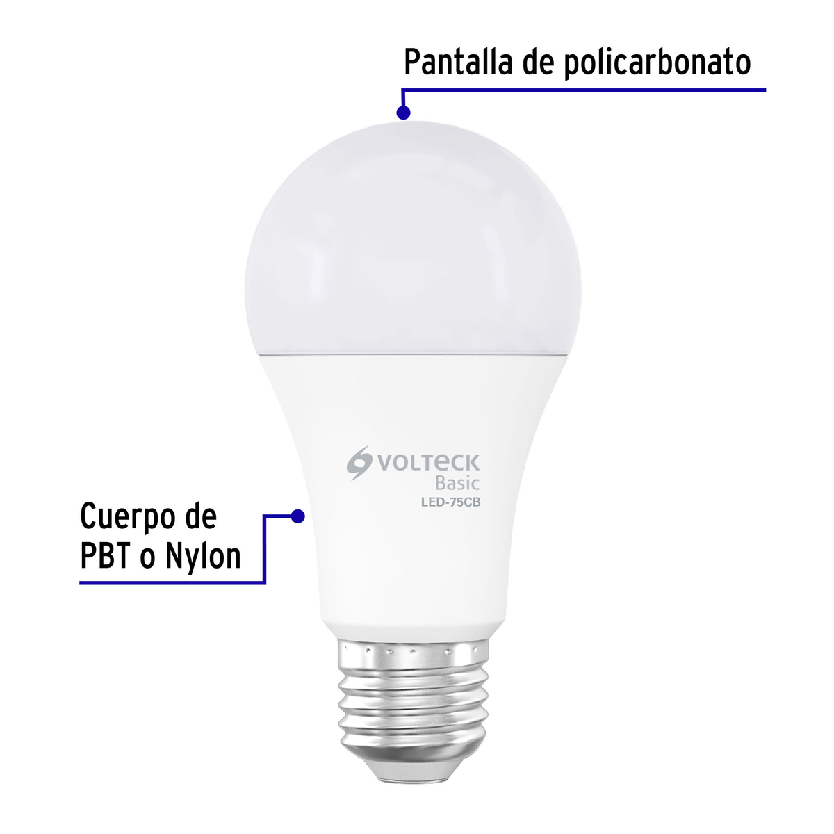 Lámpara de LED tipo bulbo A19 10 W, luz cálida, caja, Basic