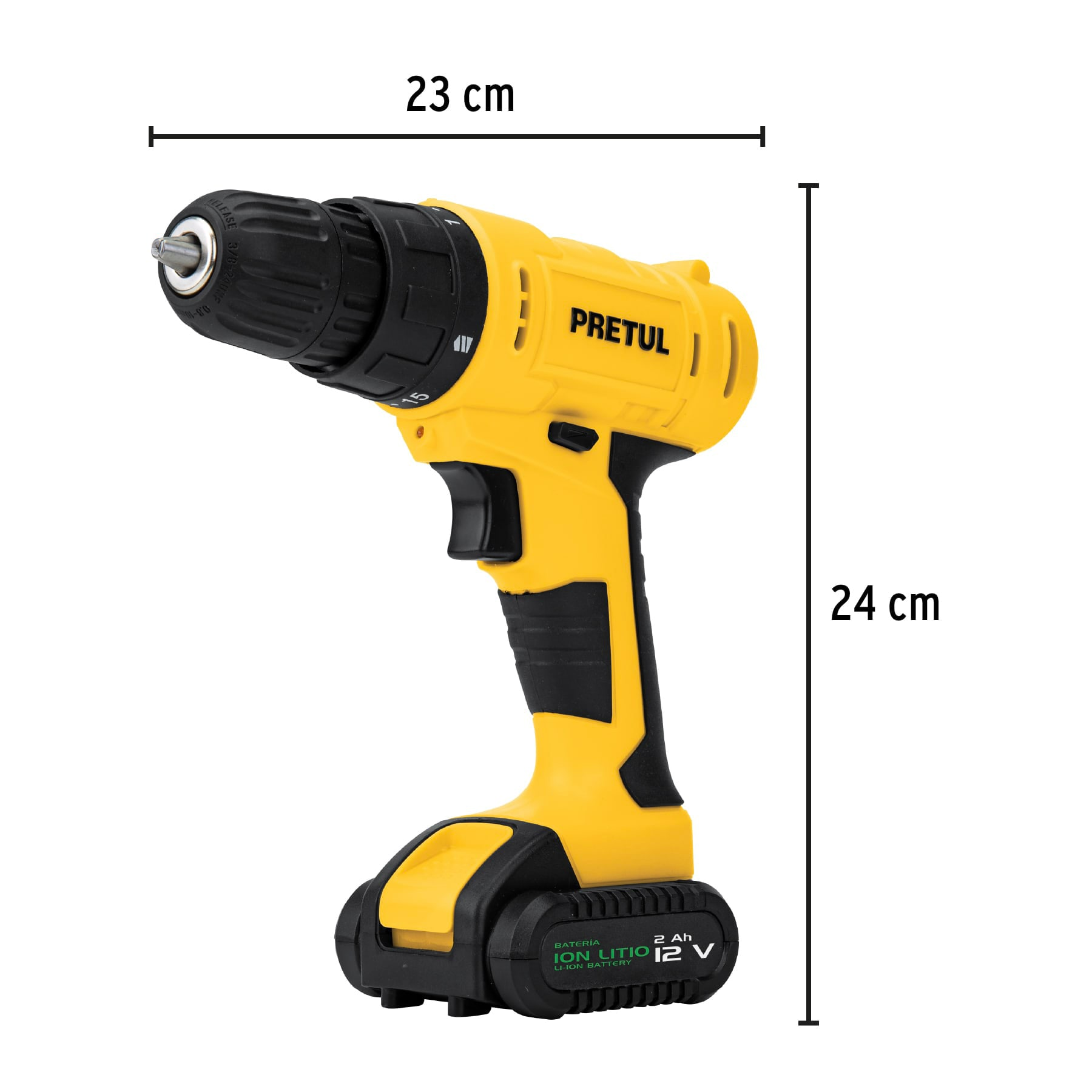Kit taladro inalámbrico 3/8', 12V, 35 accesorios con maletín