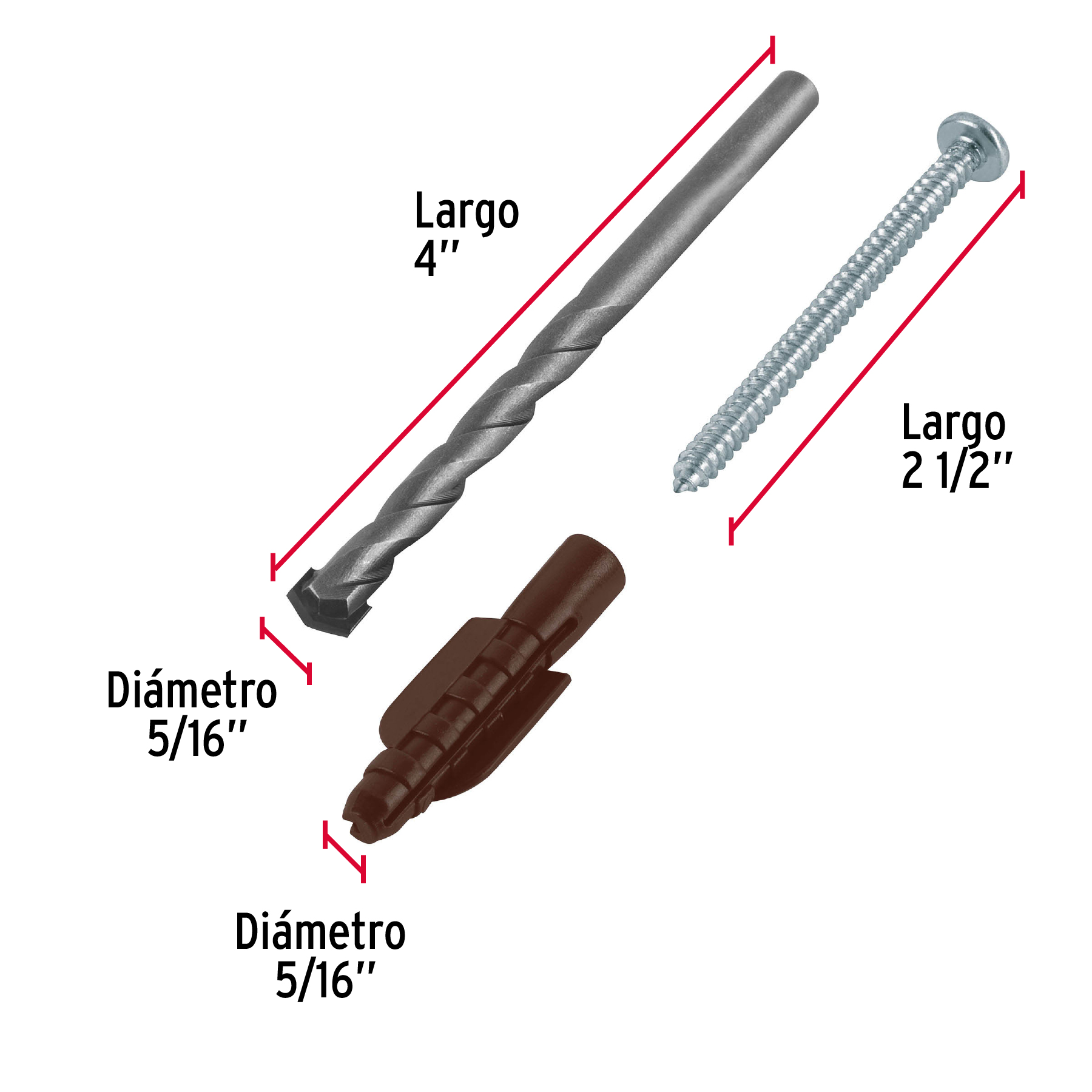 Kit de 20 taquetes 5/16' con pijas #10