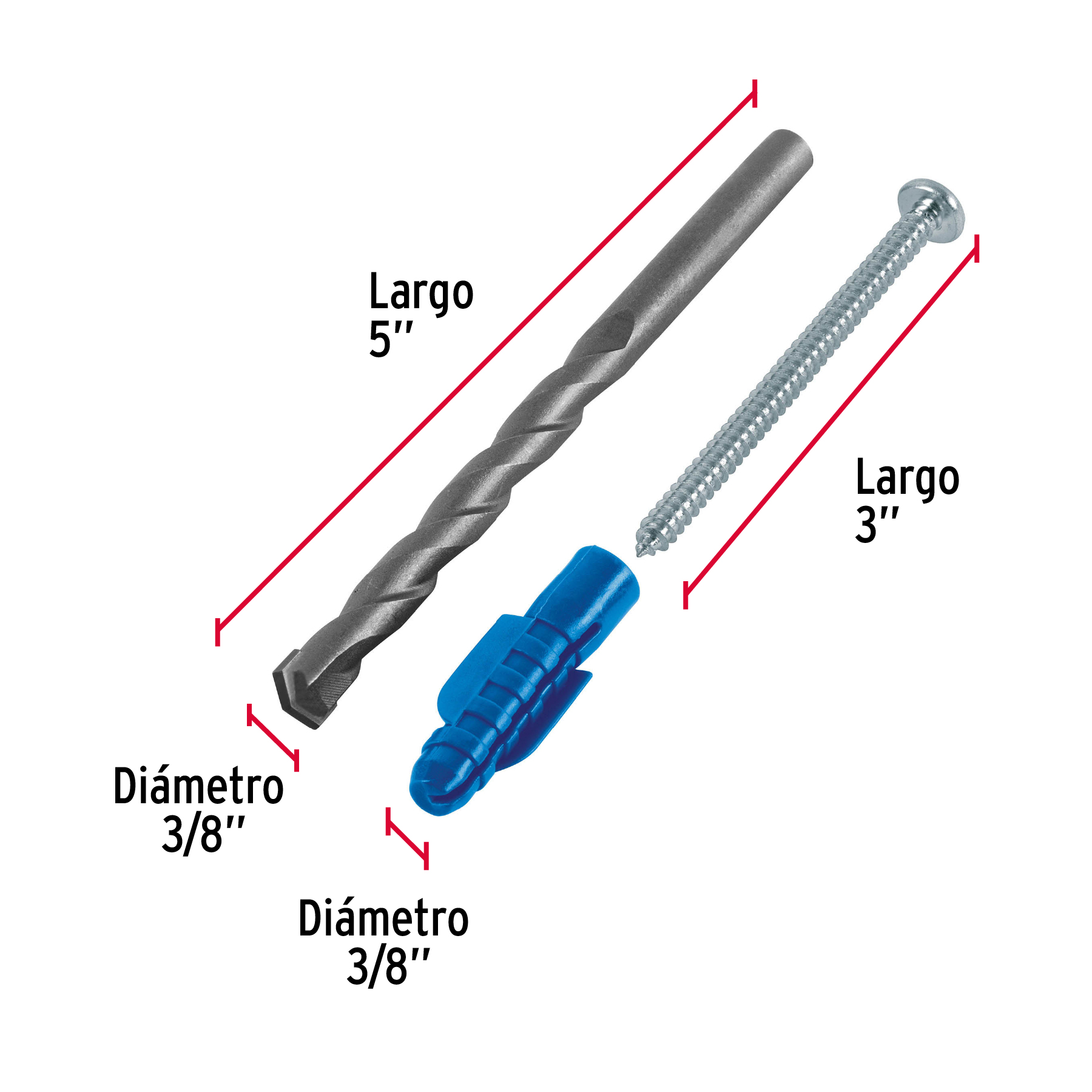 Kit de 20 taquetes 3/8' con pijas #12