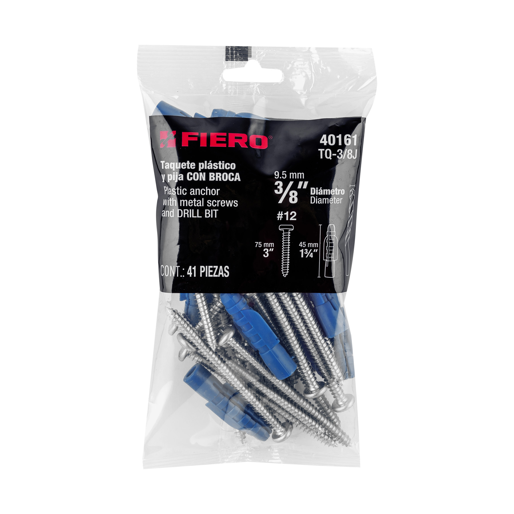 Kit de 20 taquetes 3/8' con pijas #12