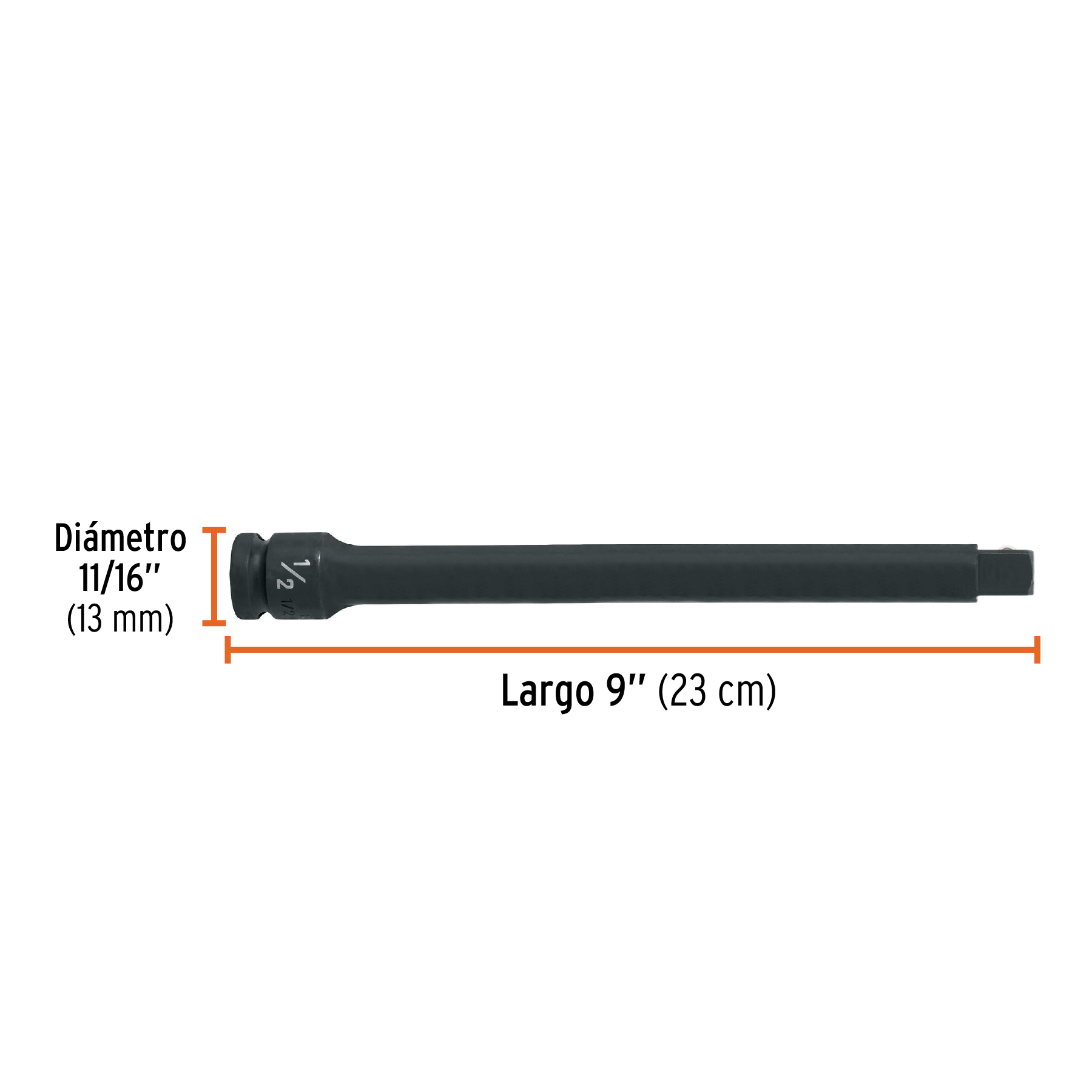 Extensión cuadro 1/2' de impacto, largo 9', Truper