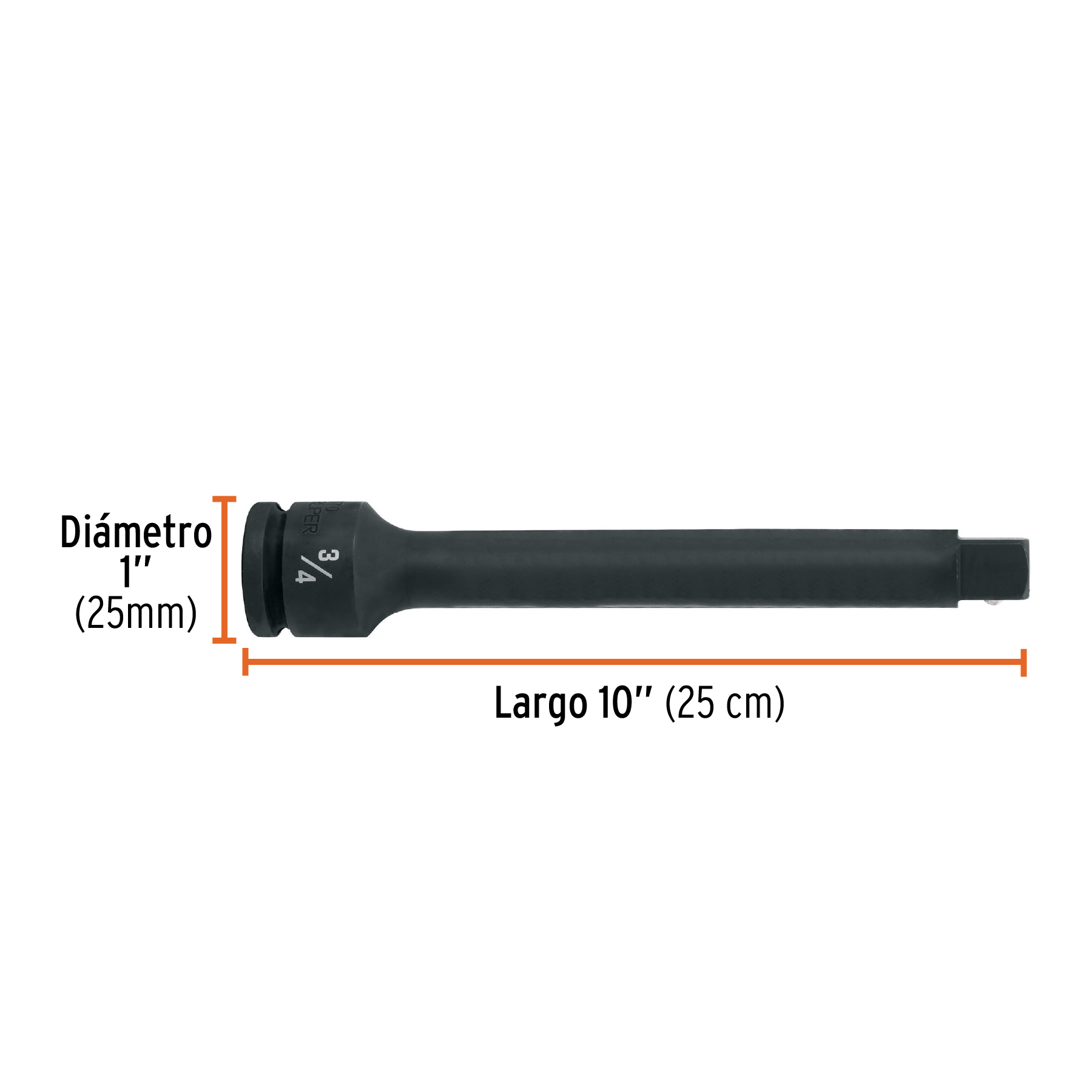 Extensión cuadro 3/4' de impacto, largo 10', Truper