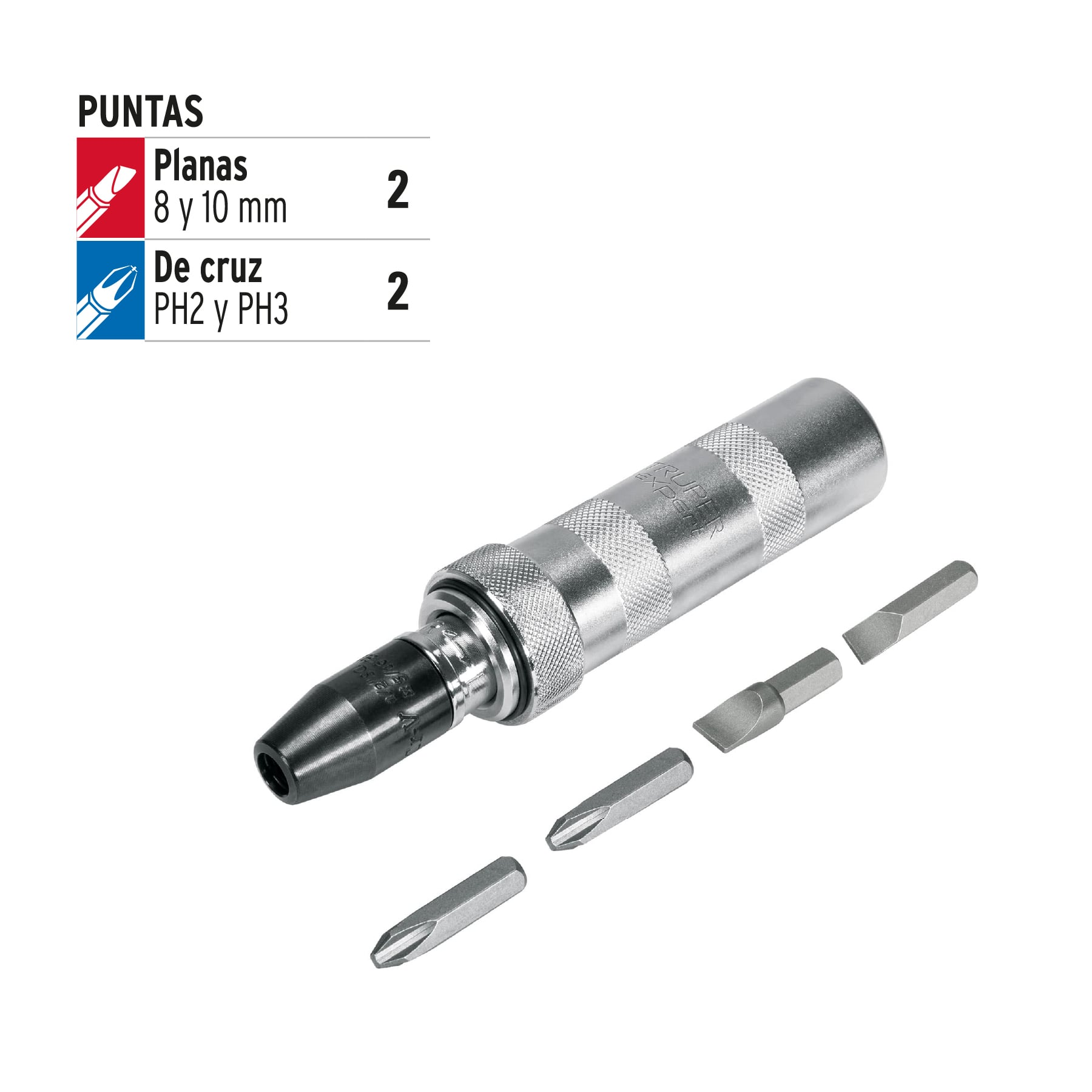 Juego de desarmador de impacto y 4 puntas 3/8' S2, Expert