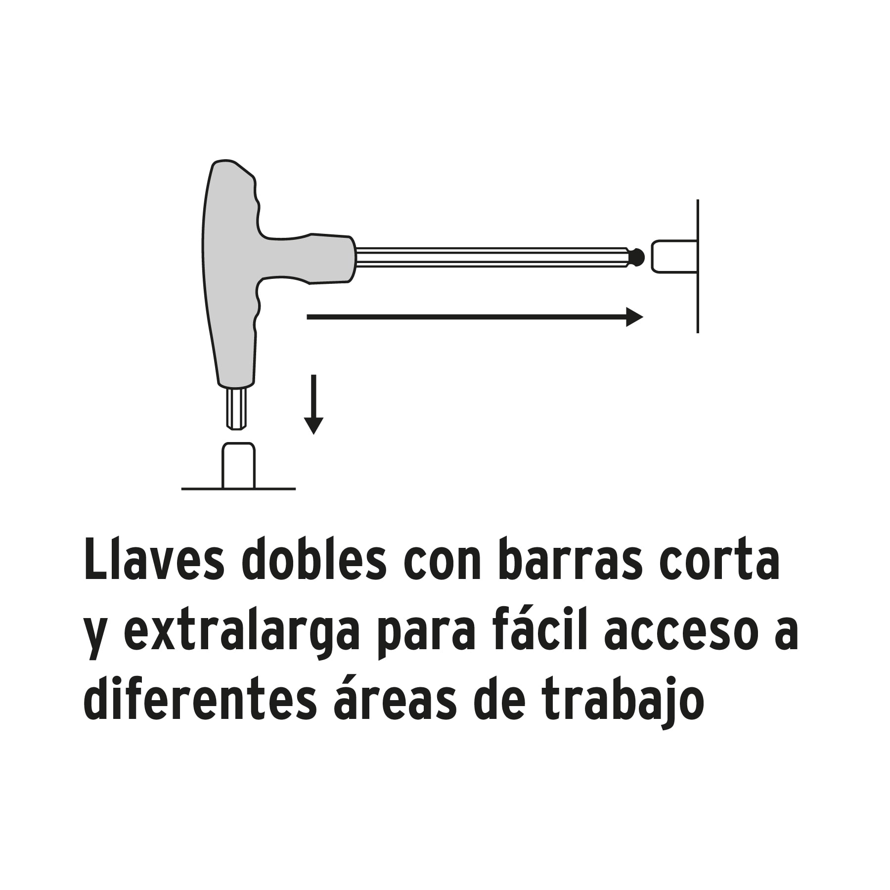 Juego de 8 llaves allen mango T, punta de bola, 5/64' a 3/8'