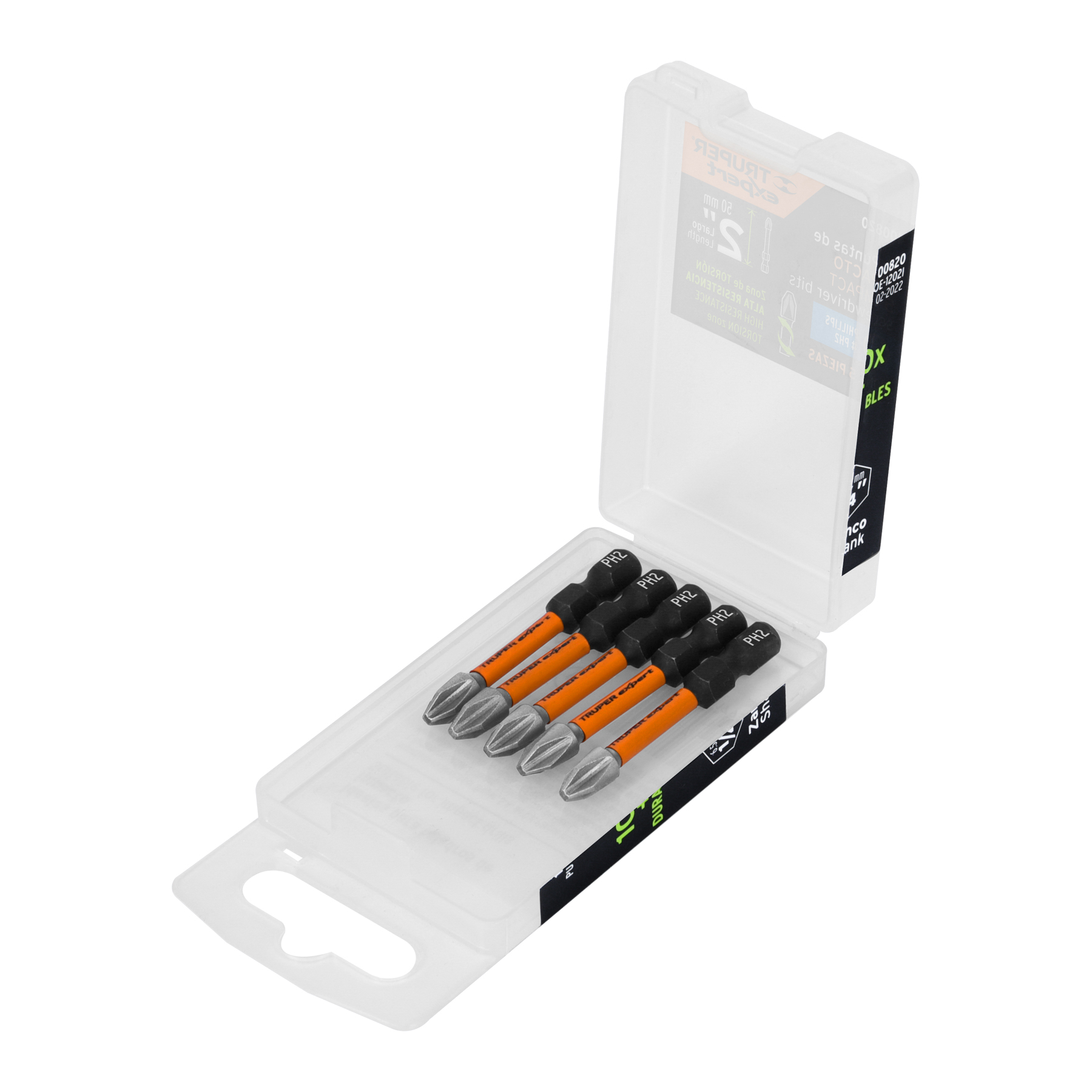 JUEGO DE 5 PUNTAS DE IMPACTO Phillips PH2 x 2',Truper Expert