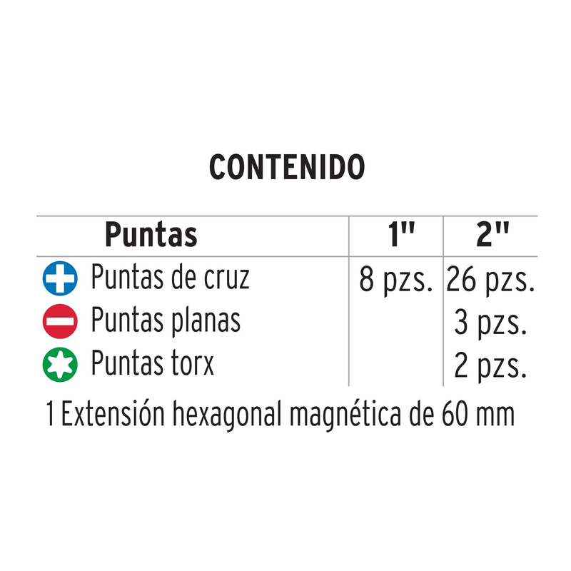 Juego de 40 puntas largos 1' y 2' de impacto mixtas, Expert