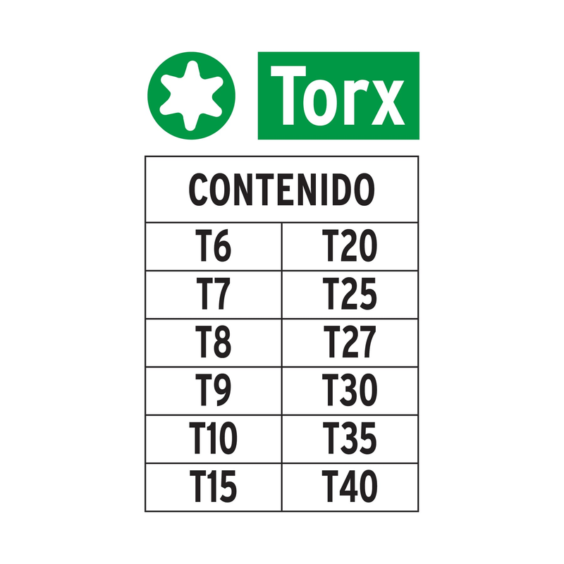 Juego de 12 puntas Torx largo 2', Truper Expert