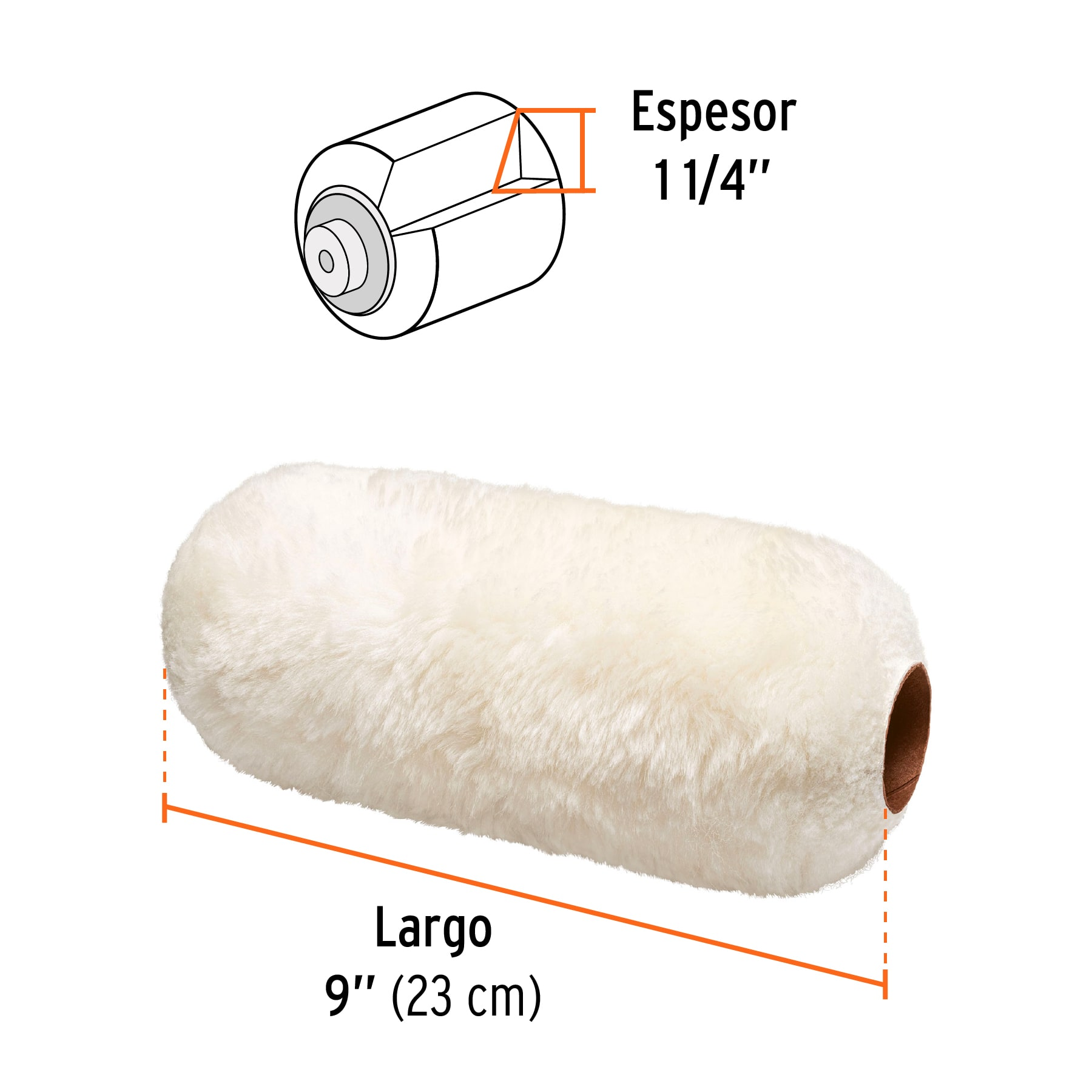 Felpa para rodillo para pintar 9 x 1-1/4, Truper Expert
