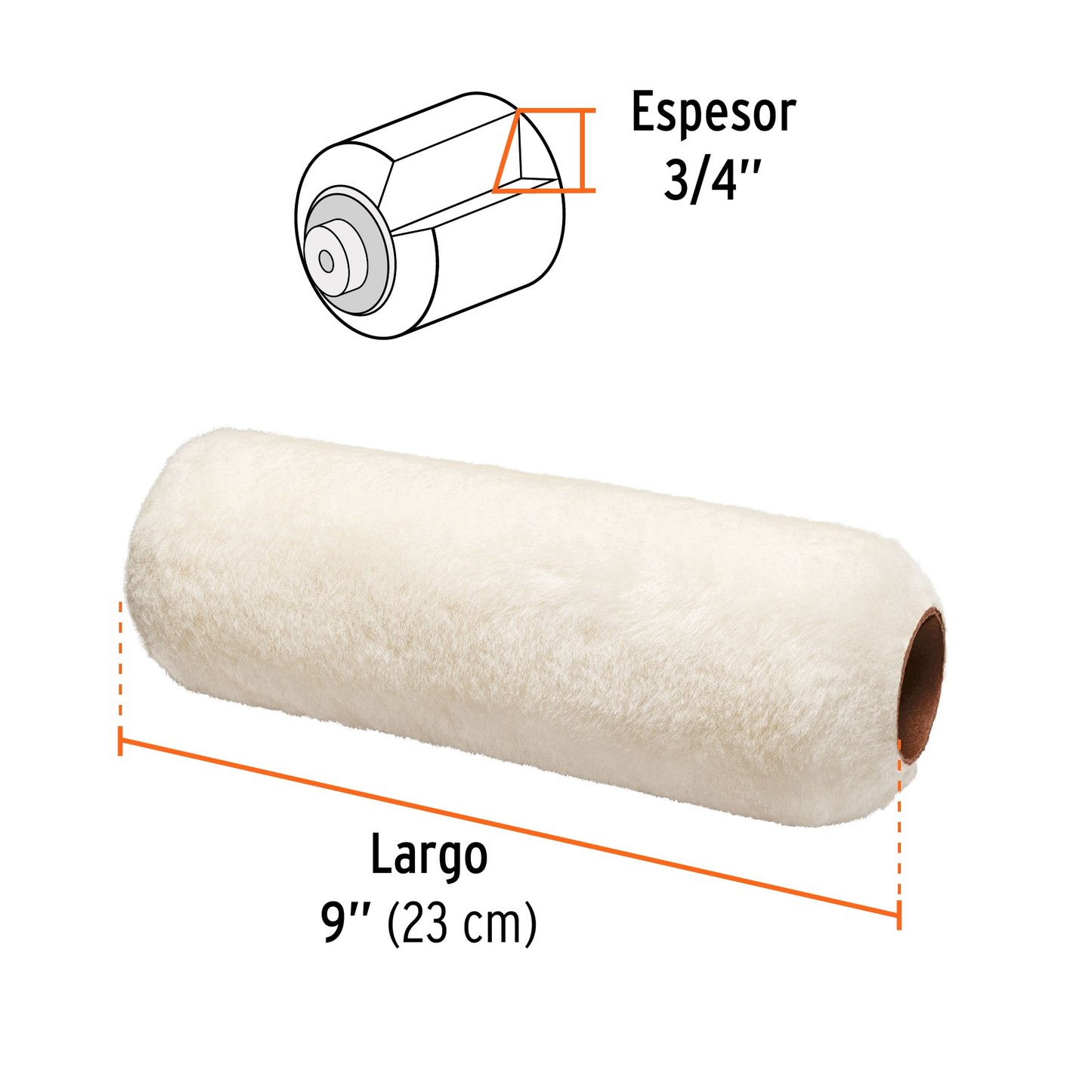 Felpa para rodillo para pintar 9 x 3/4, Truper Expert